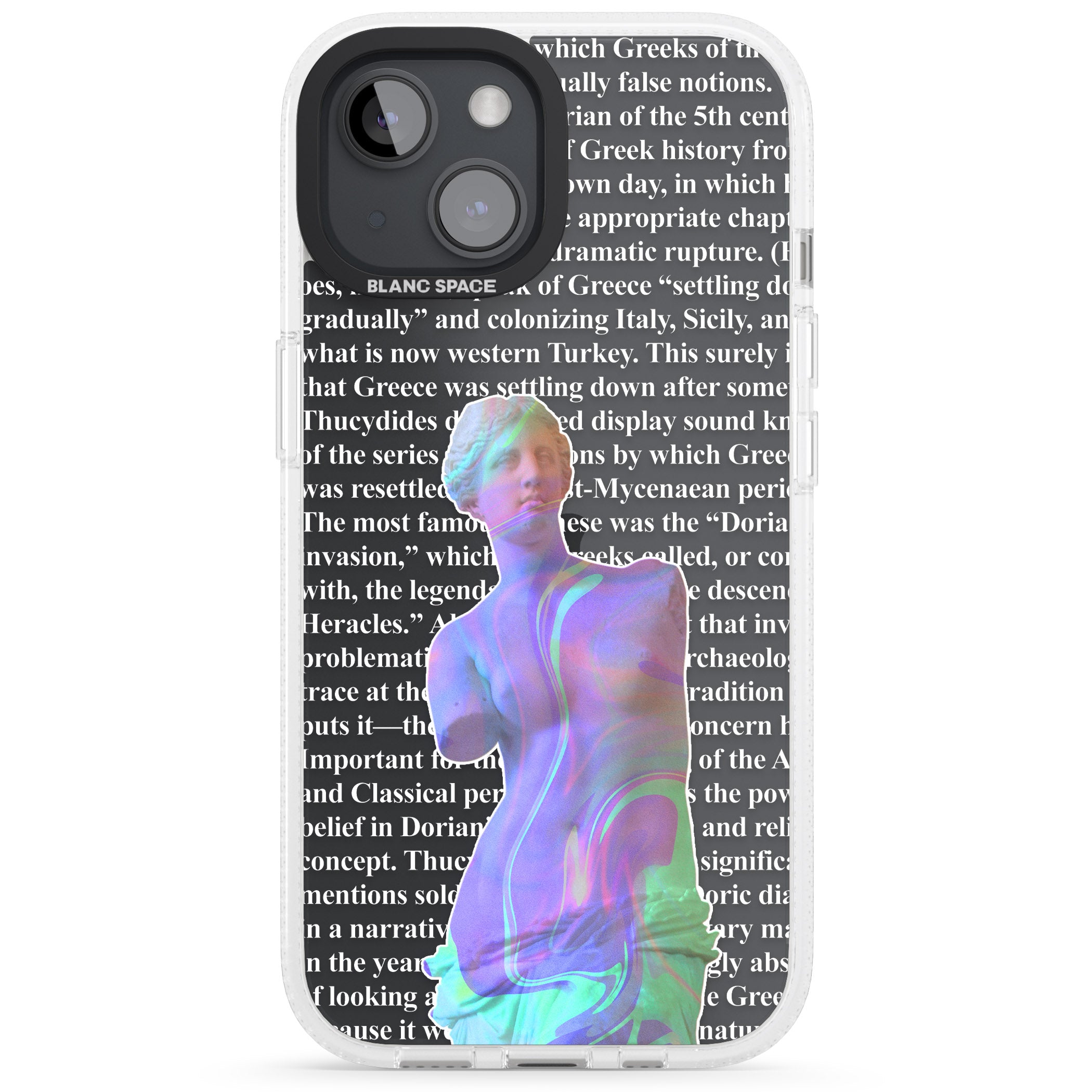 Iridescent De Milo iPhone 15 / 14 / 13 Clear Case Impact Air - Blanc Space