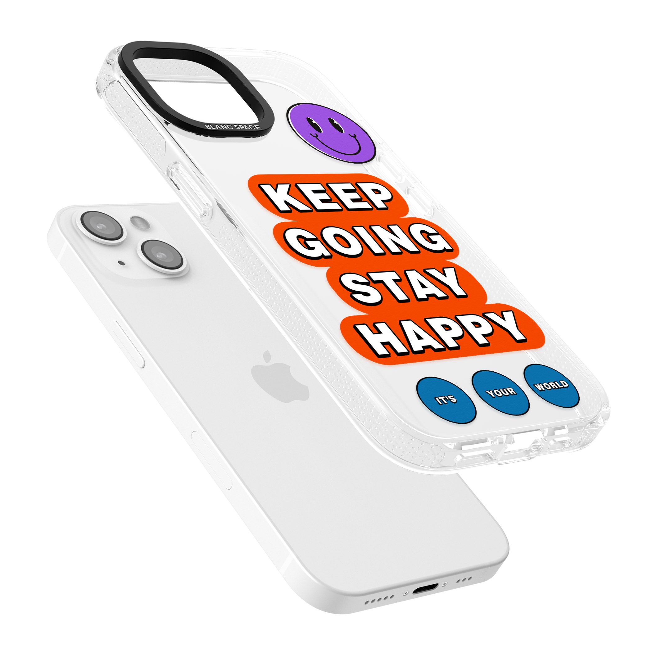 Keep Going Stay Happy iPhone 15 / 14 / 13 Clear Case Impact Air - Blanc Space