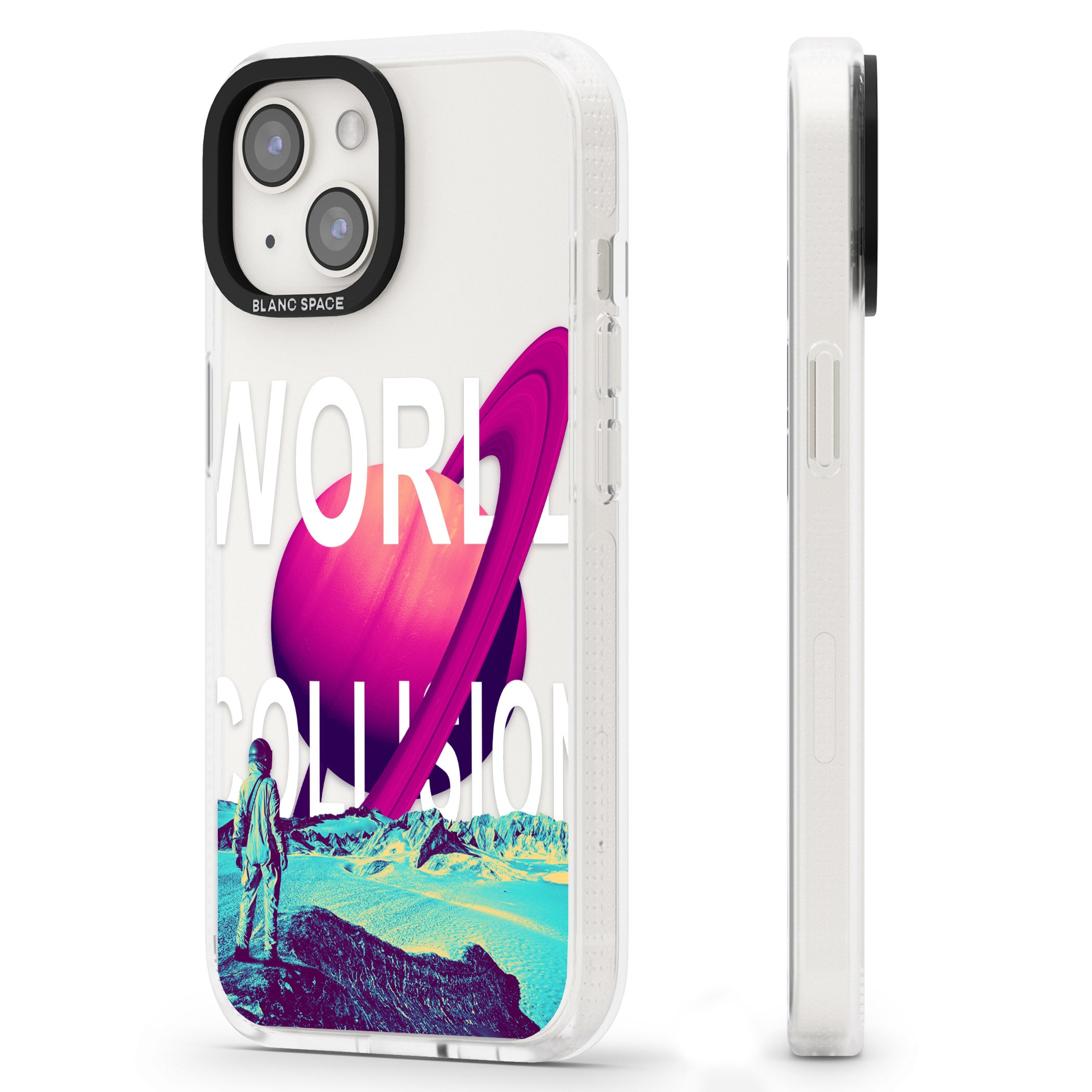 World Collision iPhone 15 / 14 / 13 Clear Case Impact Air - Blanc Space