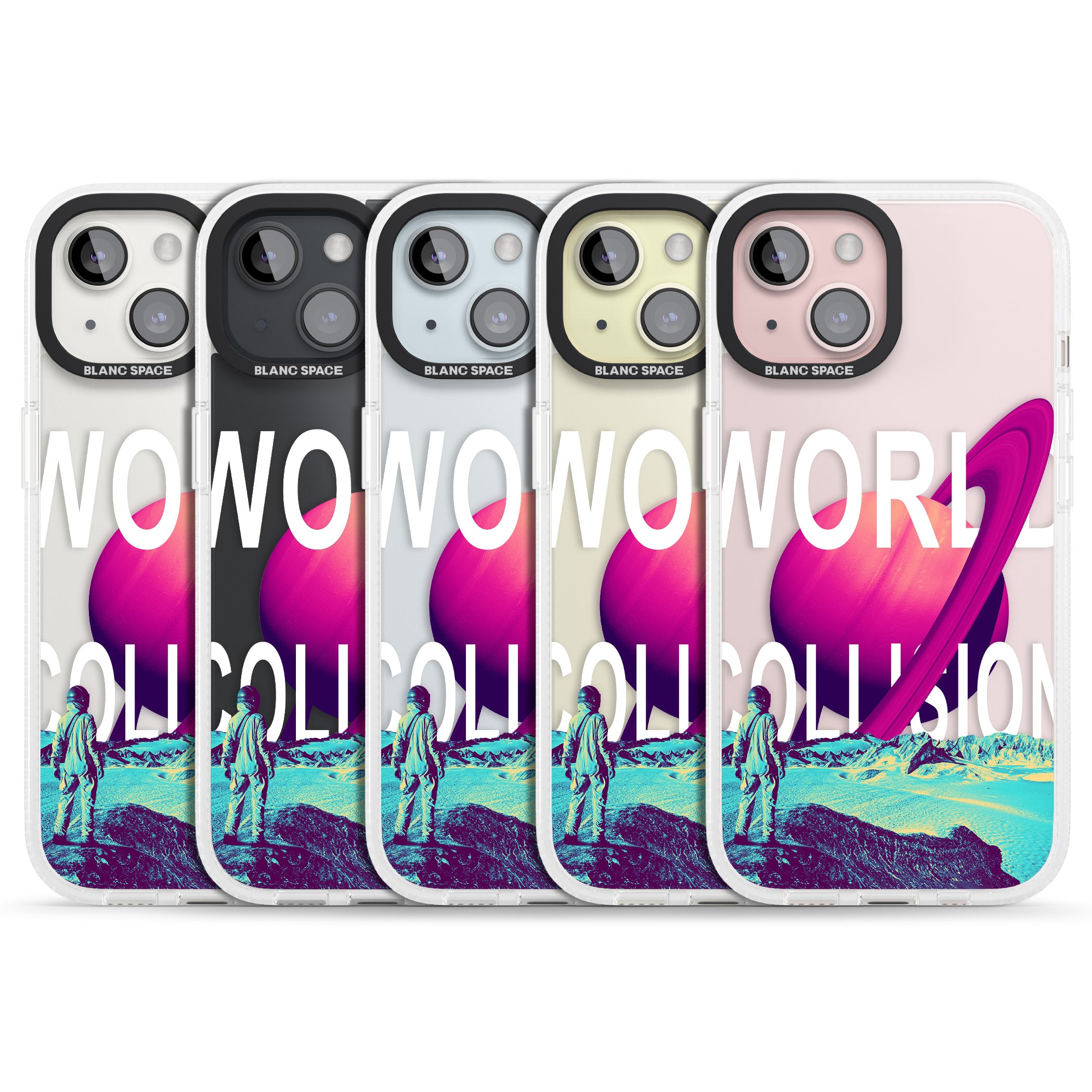 World Collision iPhone 15 / 14 / 13 Clear Case Impact Air - Blanc Space