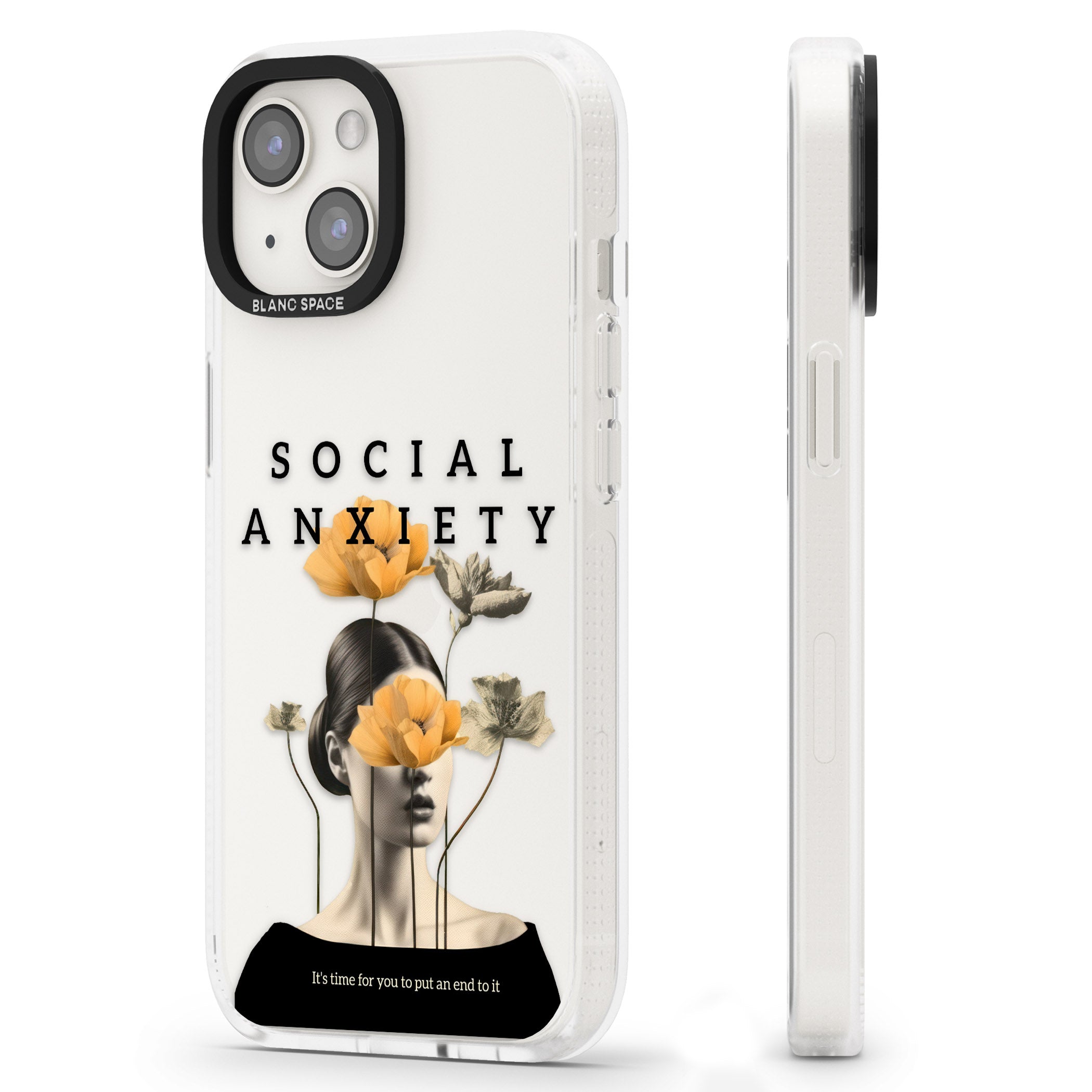 Social Anxiety iPhone 15 / 14 / 13 Clear Case Impact Air - Blanc Space