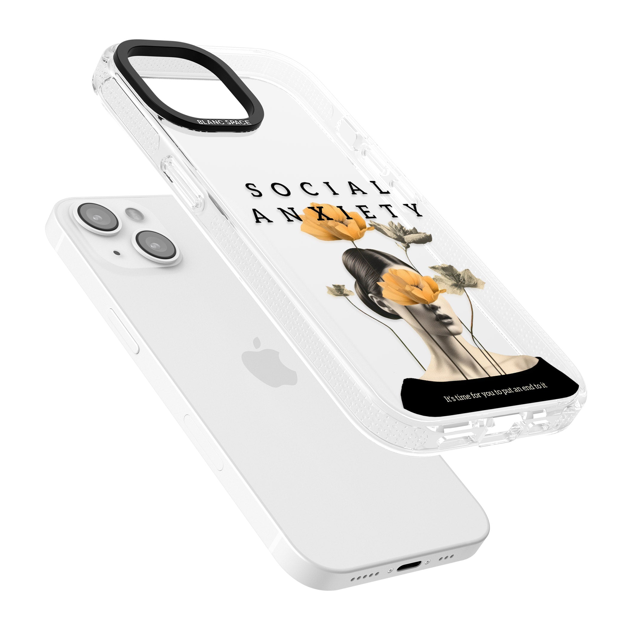 Social Anxiety iPhone 15 / 14 / 13 Clear Case Impact Air - Blanc Space