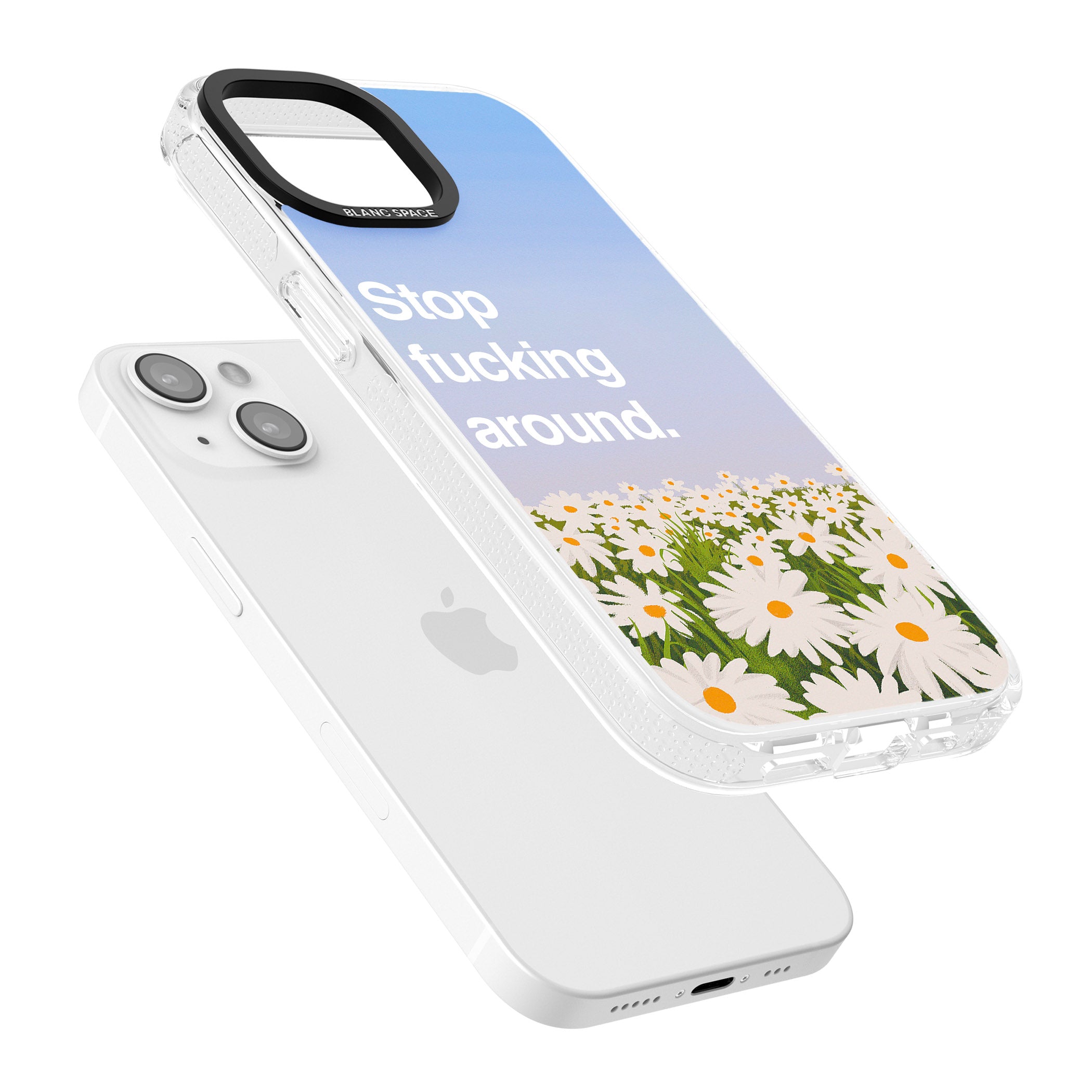 Stop f*cking around iPhone 15 / 14 / 13 Clear Case Impact Air - Blanc Space