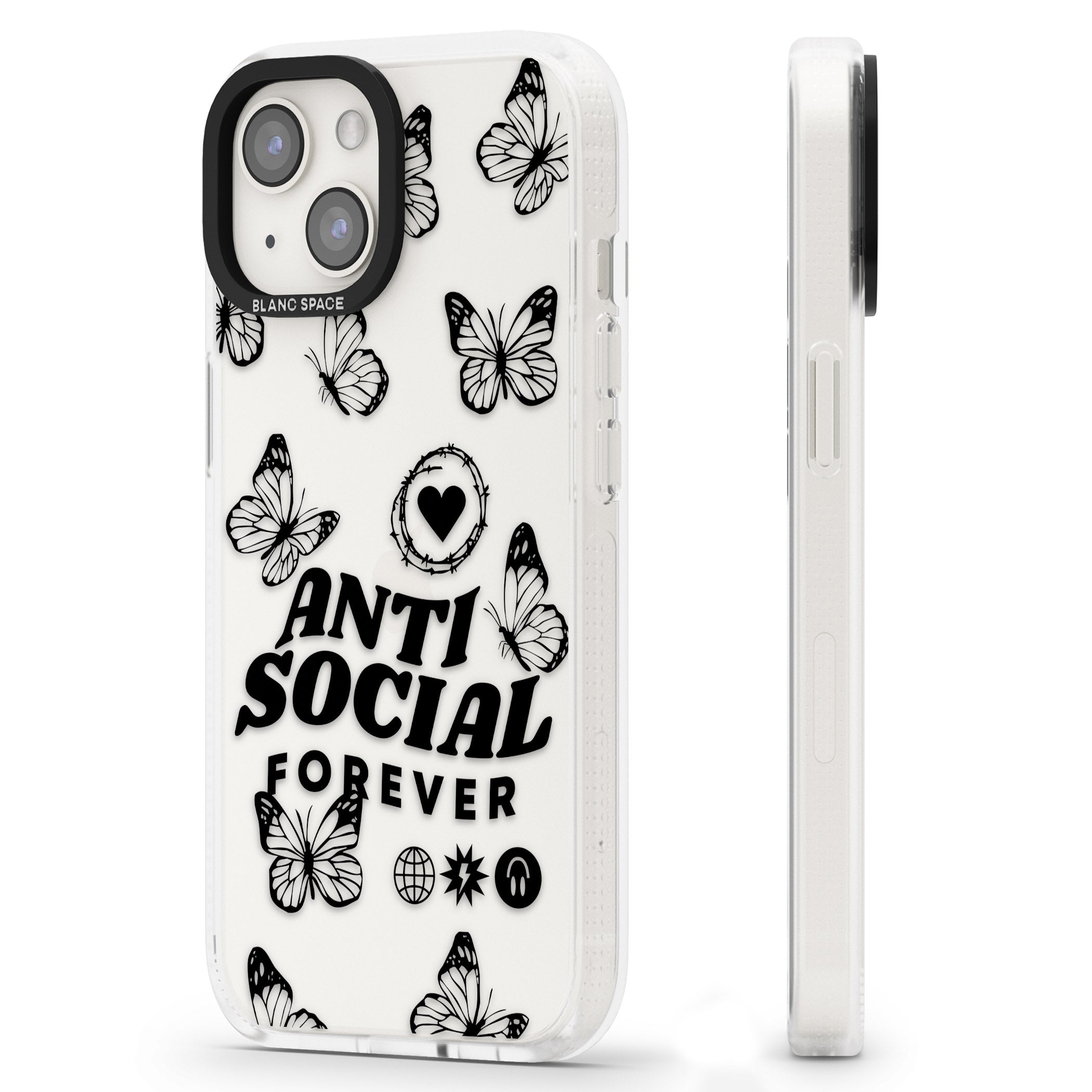 Anti-Social Forever iPhone 15 / 14 / 13 Clear Case Impact Air - Blanc Space