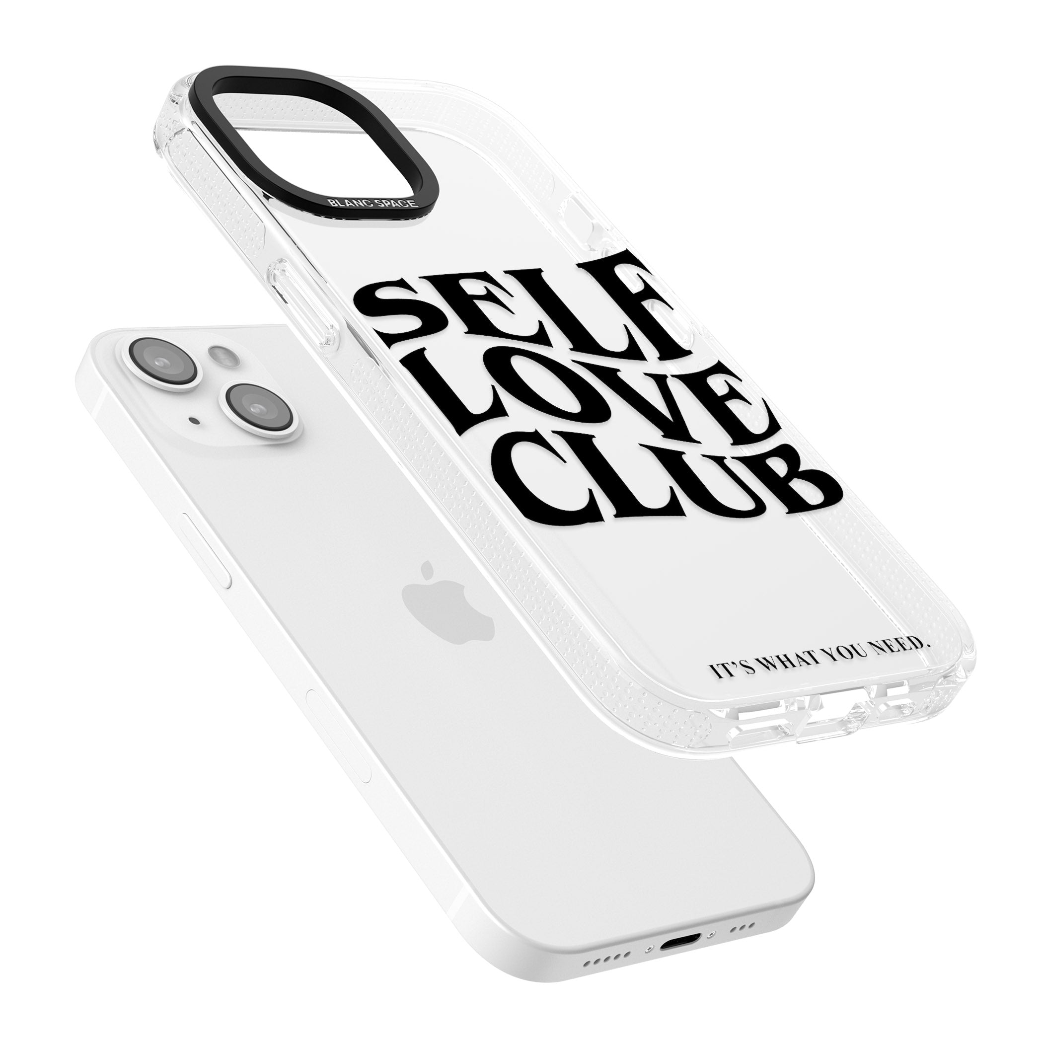 Self Love Club (Black) iPhone 15 / 14 / 13 Clear Case Impact Air - Blanc Space