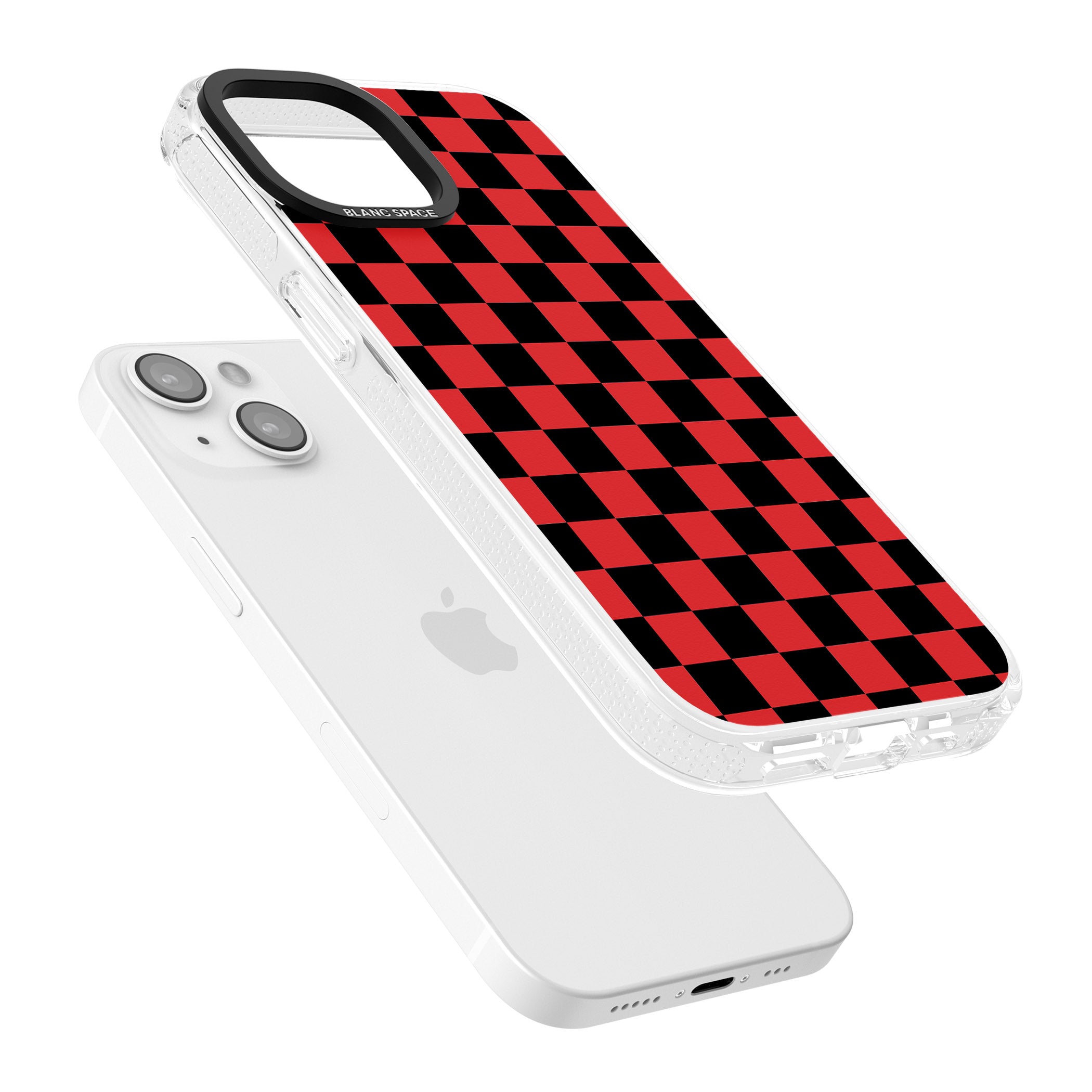 Red Black Checkered iPhone 15 / 14 / 13 Clear Case Impact Air - Blanc Space