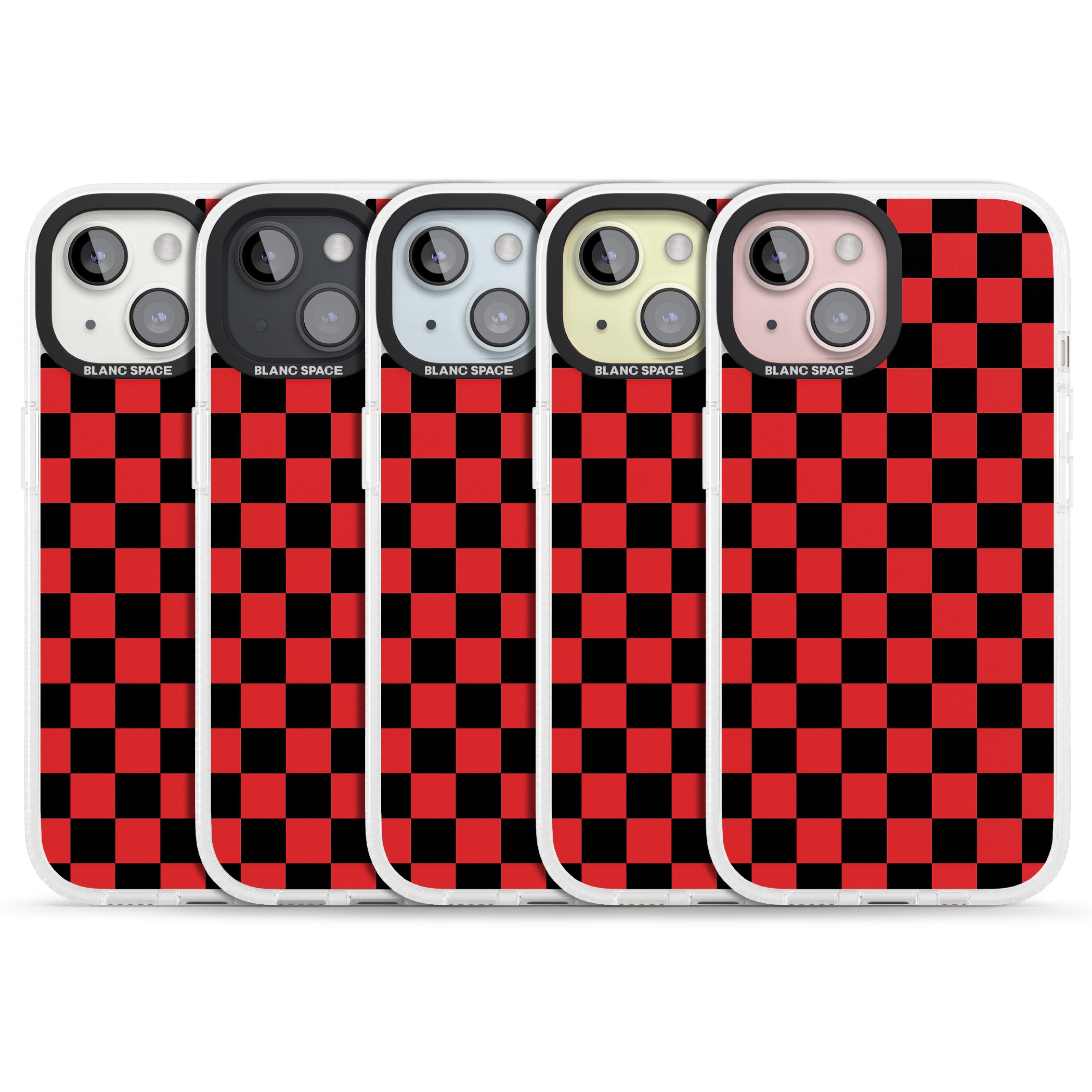 Red Black Checkered iPhone 15 / 14 / 13 Clear Case Impact Air - Blanc Space