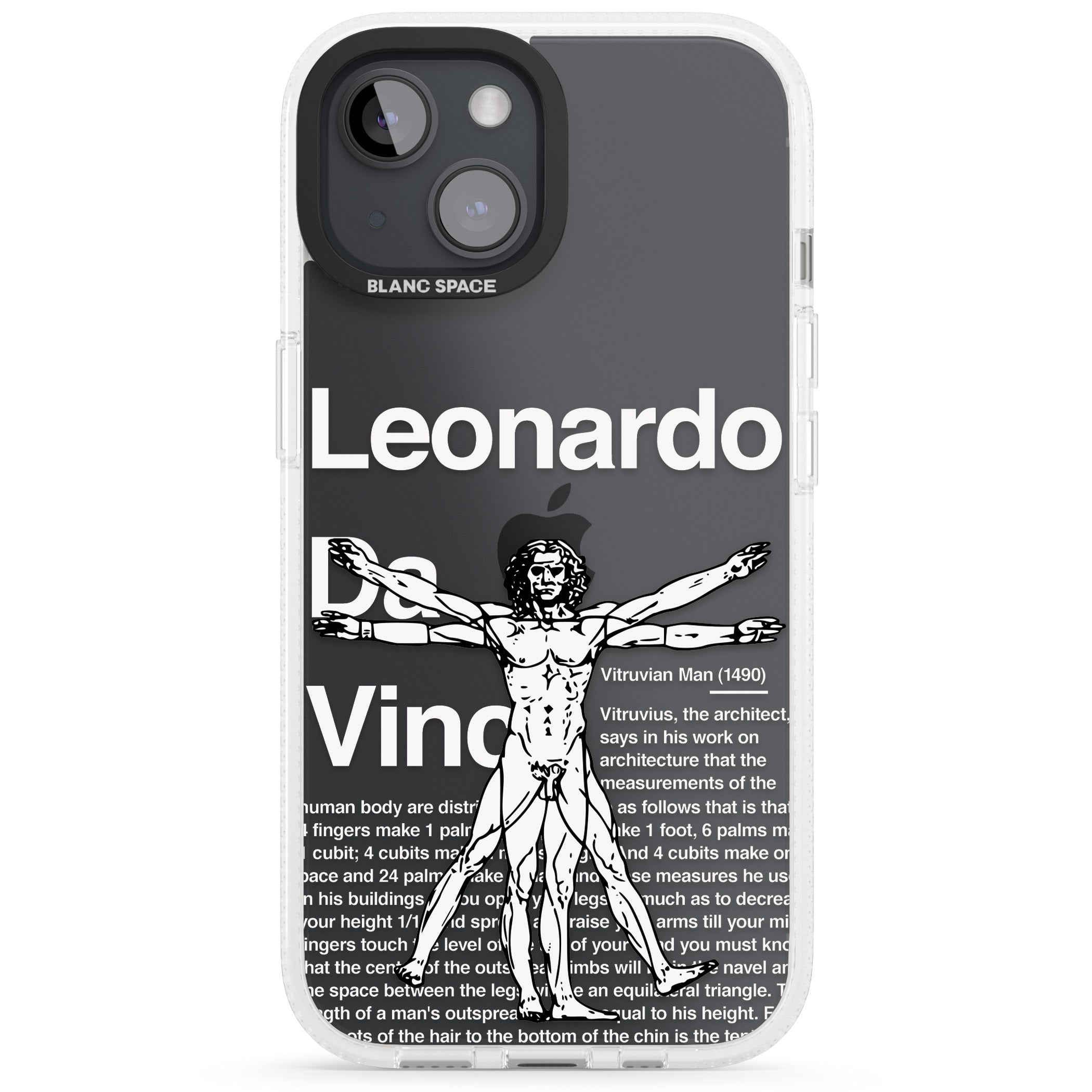 Vitruvian Man iPhone 15 / 14 / 13 Clear Case Impact Air - Blanc Space