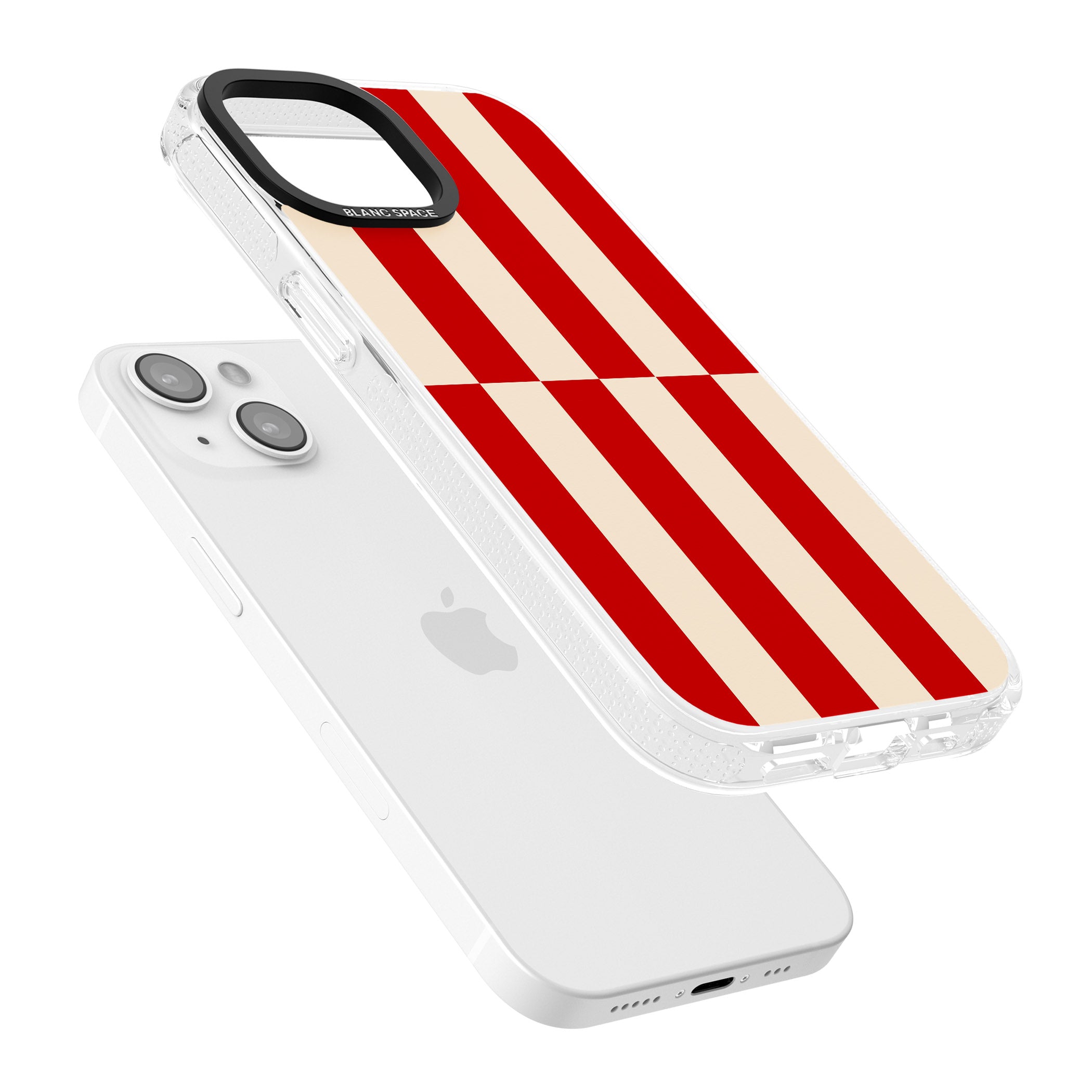 Retro Red Stripes iPhone 15 / 14 / 13 Clear Case Impact Air - Blanc Space