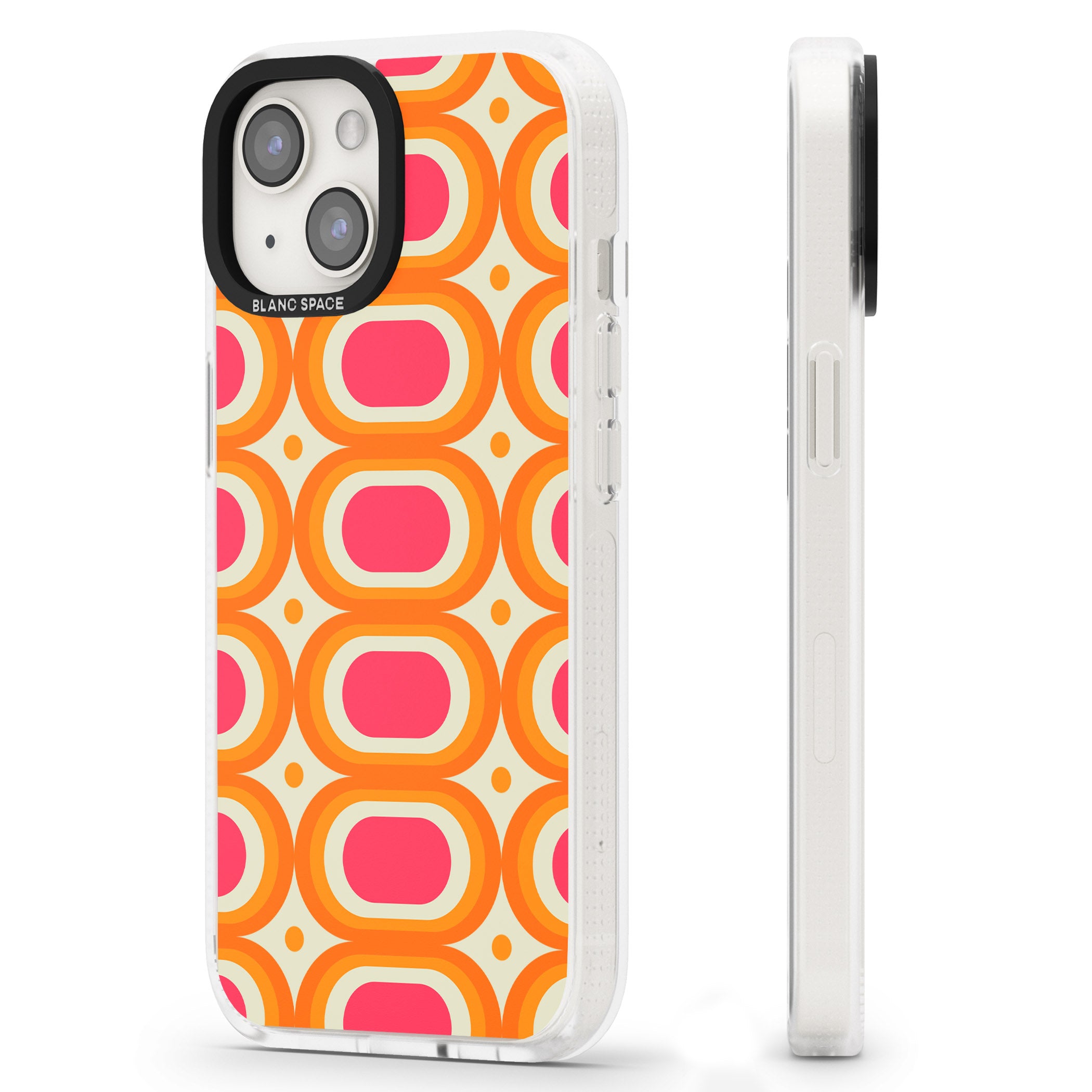Groovy 60s Shape Pattern iPhone 15 / 14 / 13 Clear Case Impact Air - Blanc Space