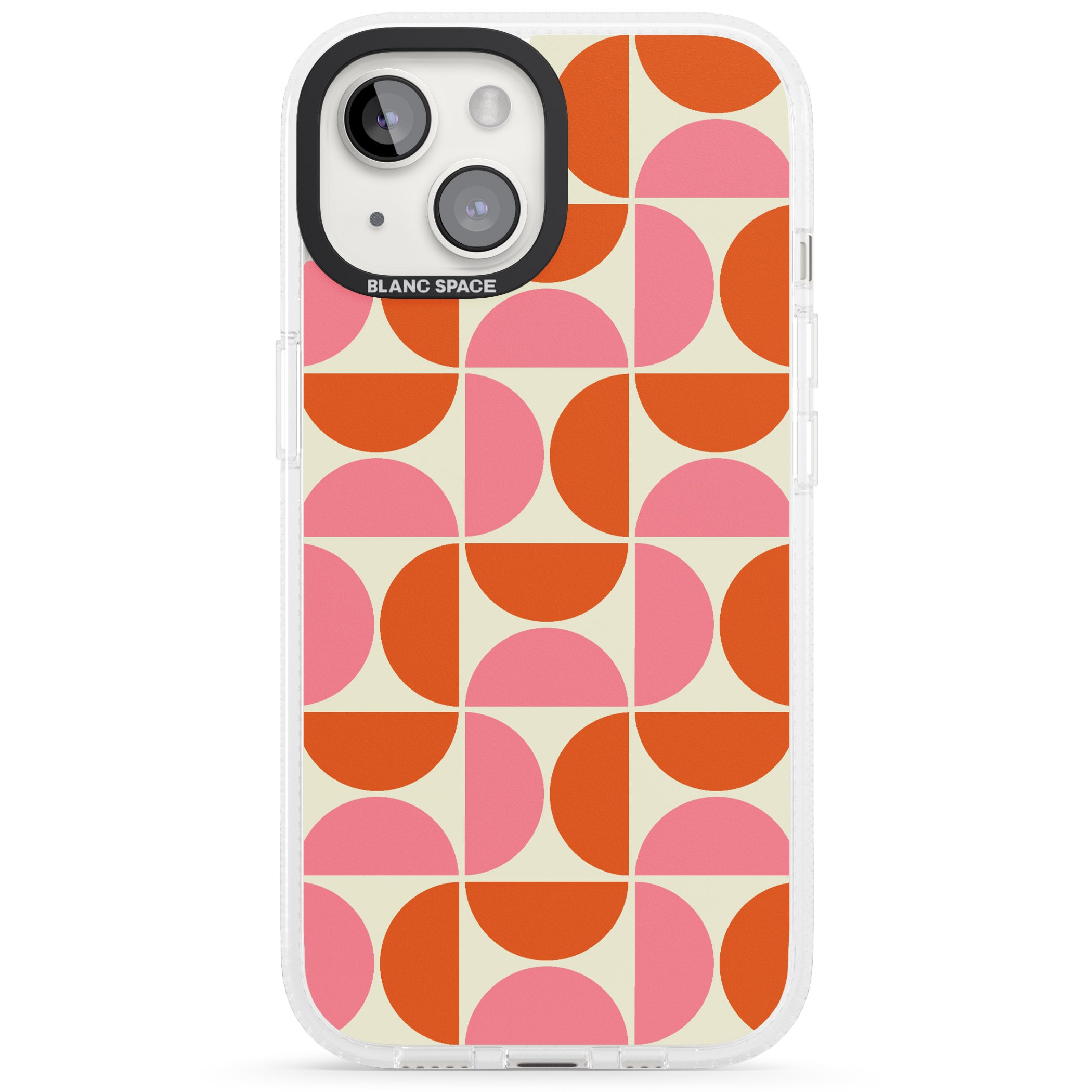 Retro Half-circle Pattern iPhone 15 / 14 / 13 Clear Case Impact Air - Blanc Space