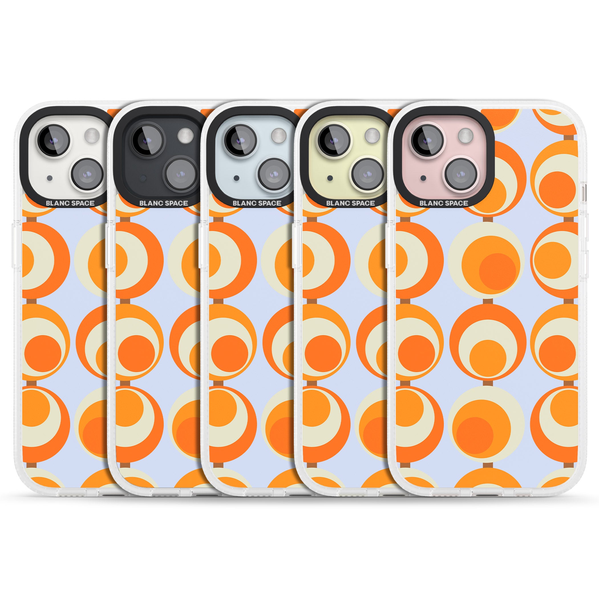 Mid-Century Blue & Orange Pattern iPhone 15 / 14 / 13 Clear Case Impact Air - Blanc Space