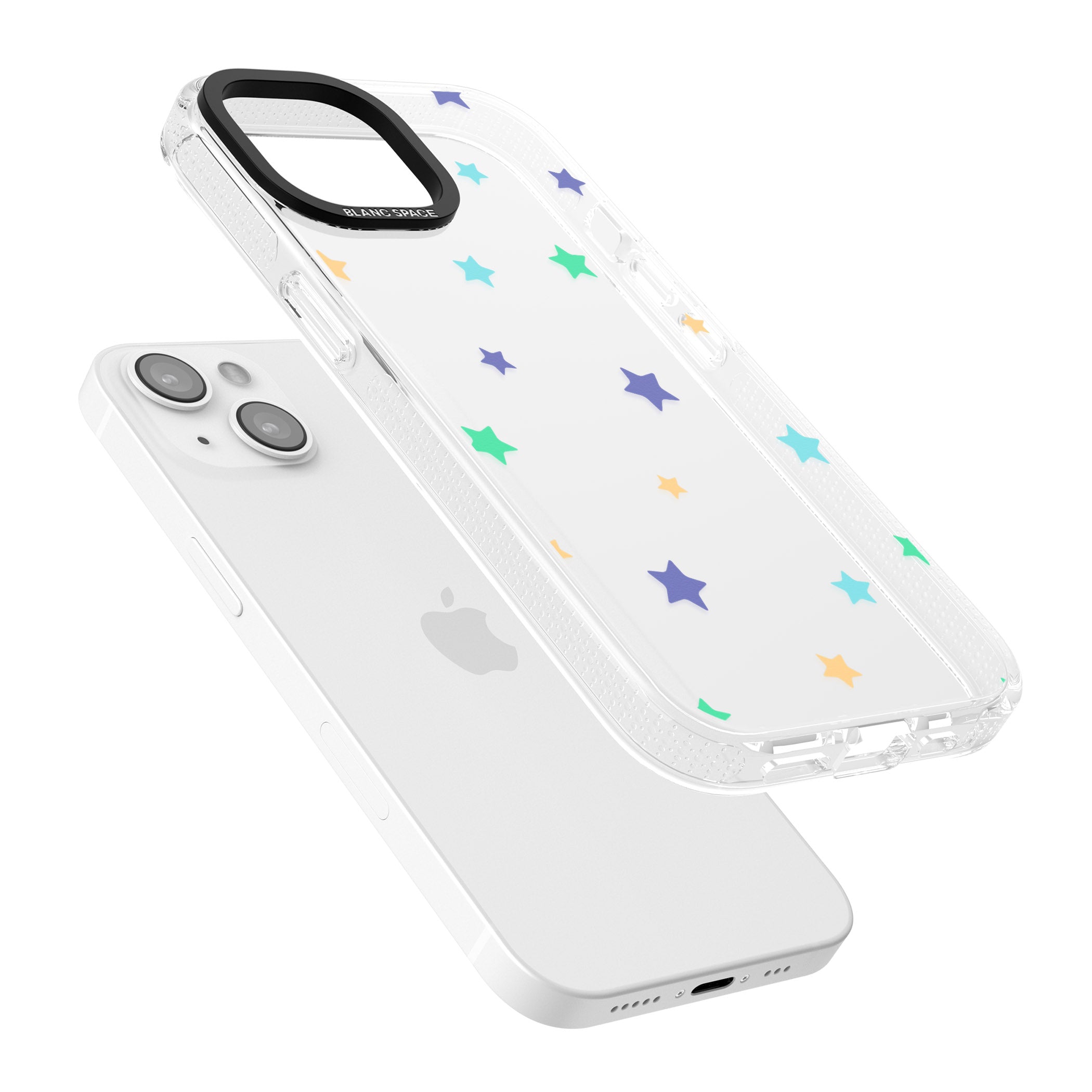 Pastel Stars Pattern iPhone 15 / 14 / 13 Clear Case Impact Air - Blanc Space