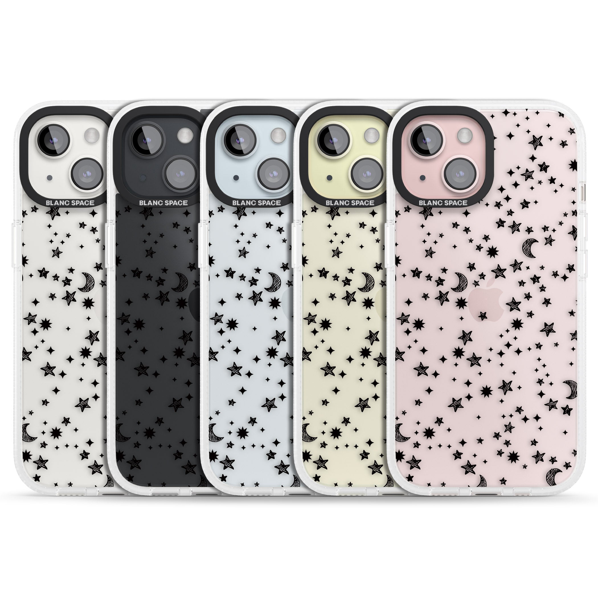 Black Cosmic Galaxy Pattern iPhone 15 / 14 / 13 Clear Case Impact Air - Blanc Space