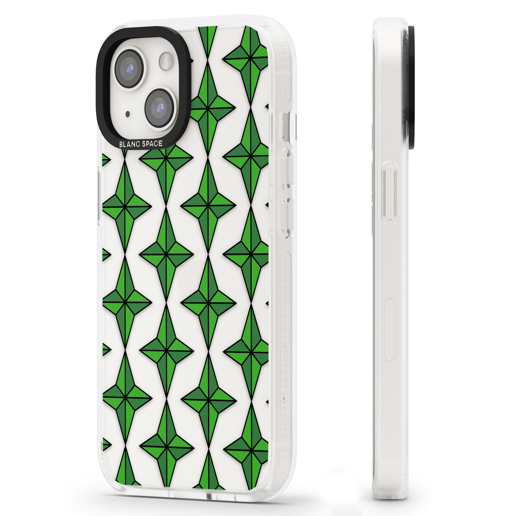 Emerald Stars Pattern (Clear) iPhone 15 / 14 / 13 Clear Case Impact Air - Blanc Space