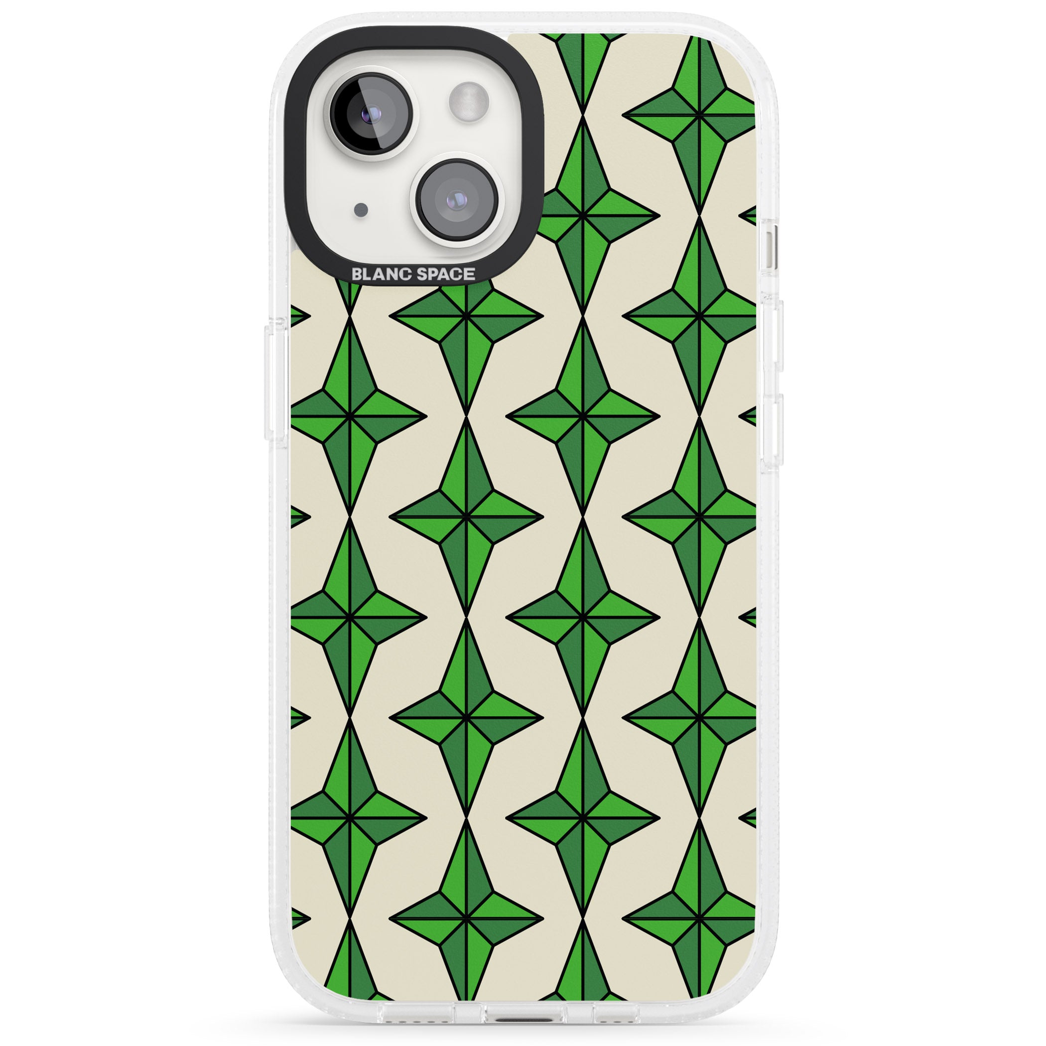 Emerald Stars Pattern iPhone 15 / 14 / 13 Clear Case Impact Air - Blanc Space