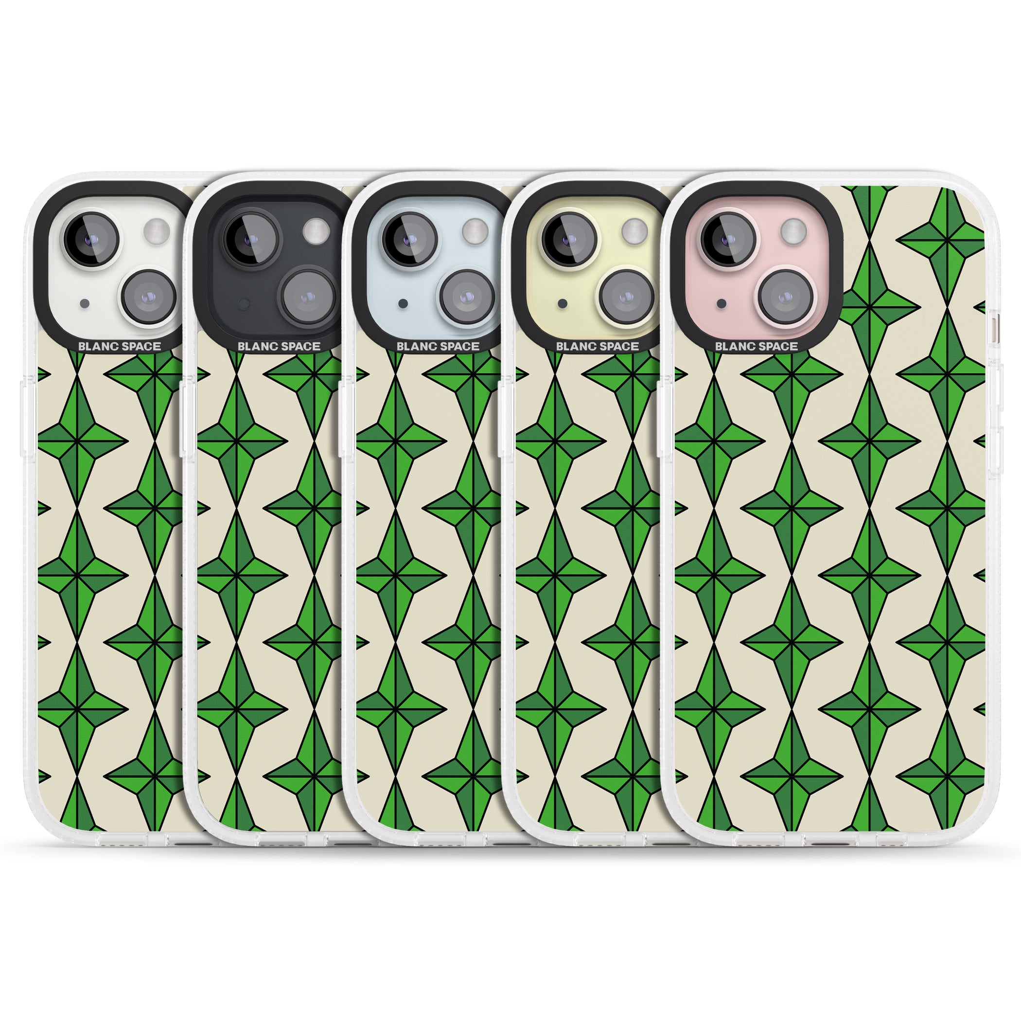 Emerald Stars Pattern iPhone 15 / 14 / 13 Clear Case Impact Air - Blanc Space