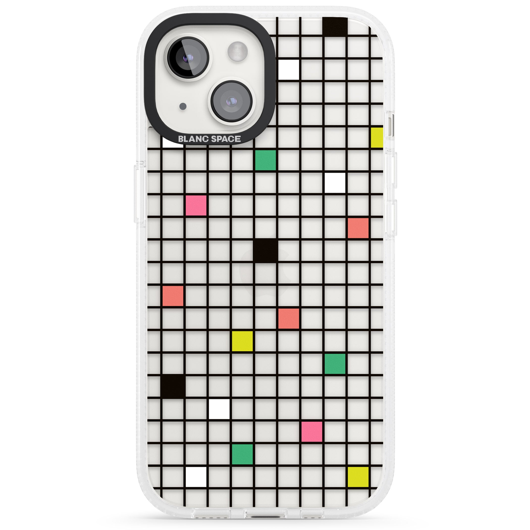 Vibrant Clear Geometric Grid iPhone 15 / 14 / 13 Clear Case Impact Air - Blanc Space