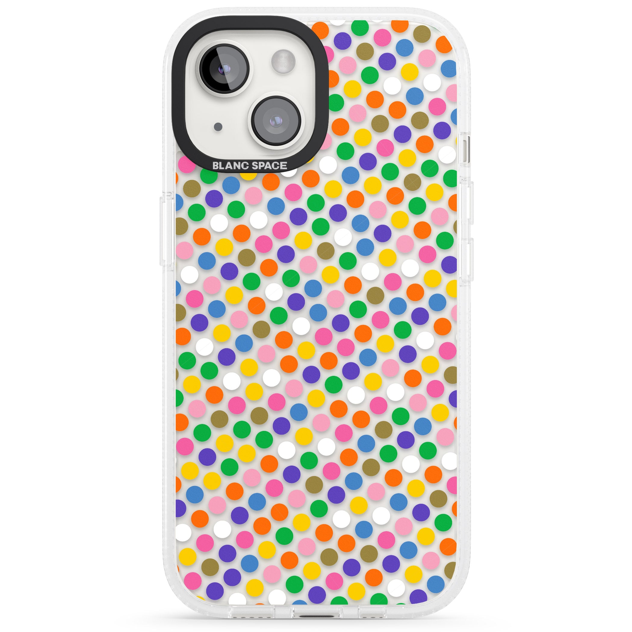 Multicolour Polka-dot Fiesta iPhone 15 / 14 / 13 Clear Case Impact Air - Blanc Space