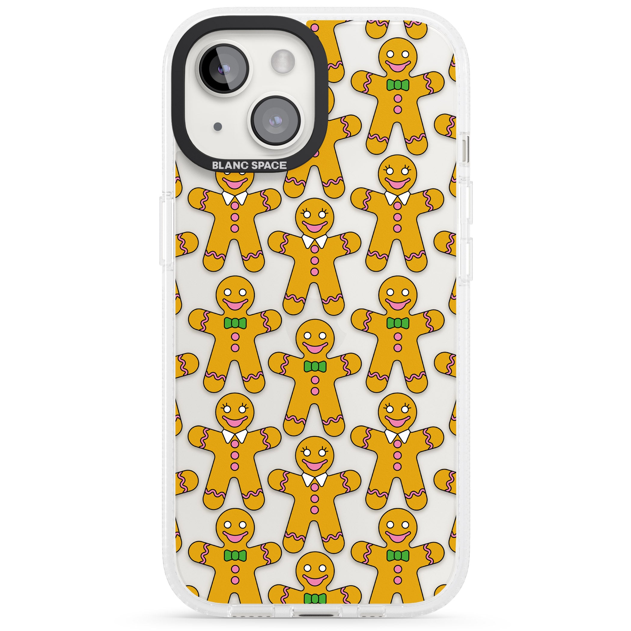 Gingerbread Cookie Pattern iPhone 15 / 14 / 13 Clear Case Impact Air - Blanc Space