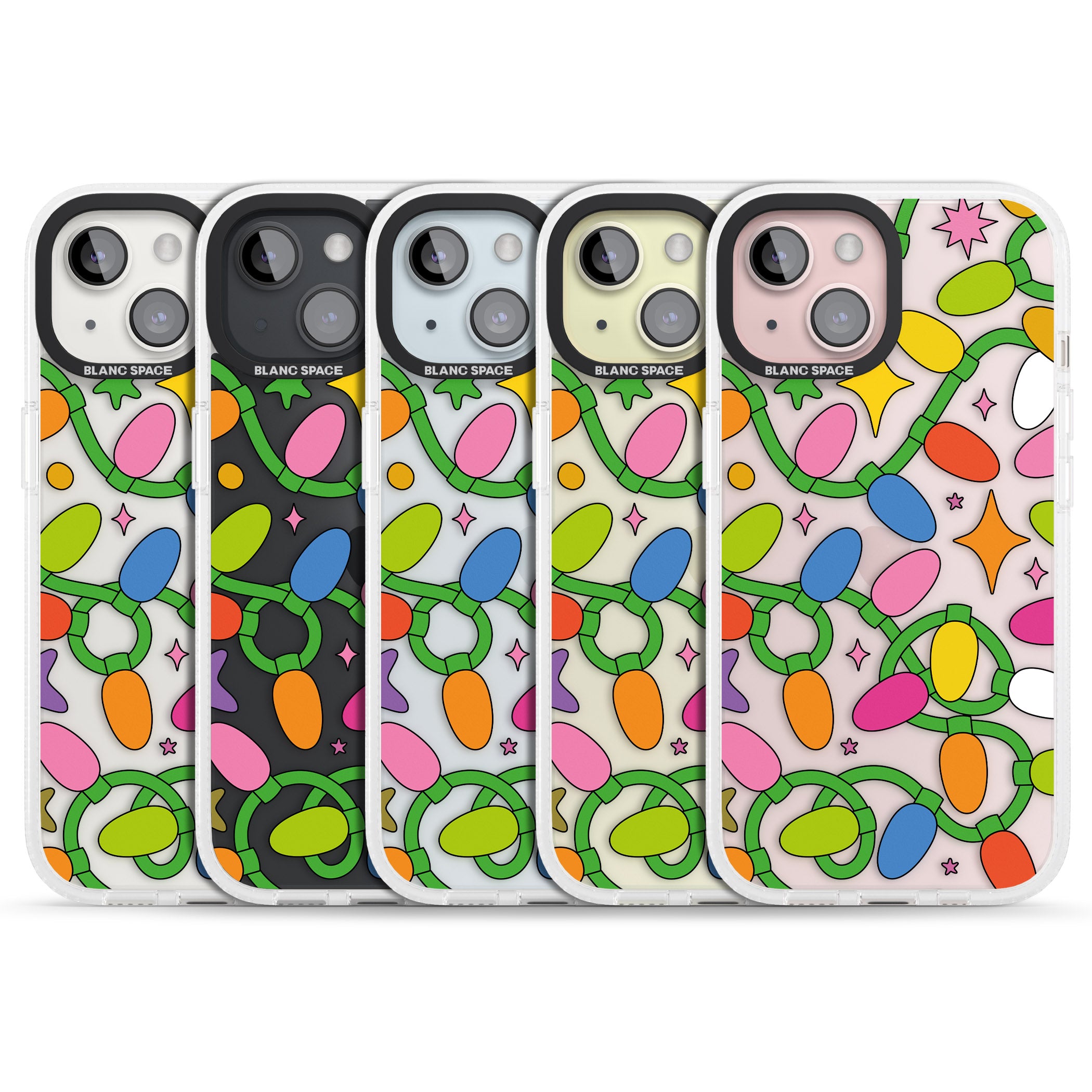 Festive Lights Pattern iPhone 15 / 14 / 13 Clear Case Impact Air - Blanc Space