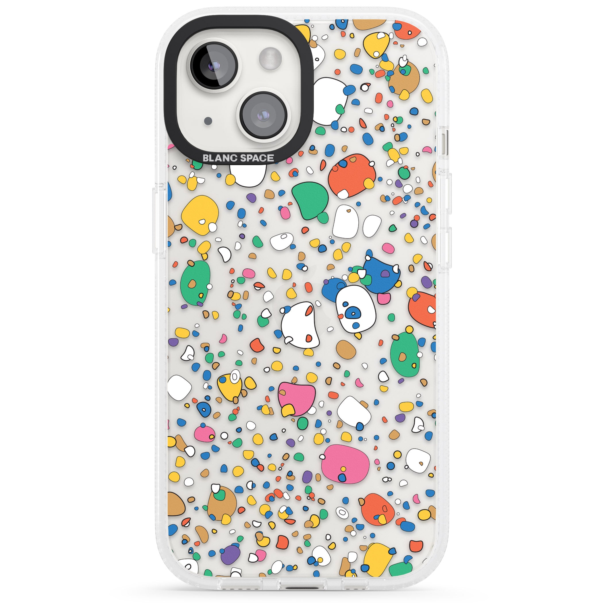 Colourful Confetti Pebbles iPhone 15 / 14 / 13 Clear Case Impact Air - Blanc Space