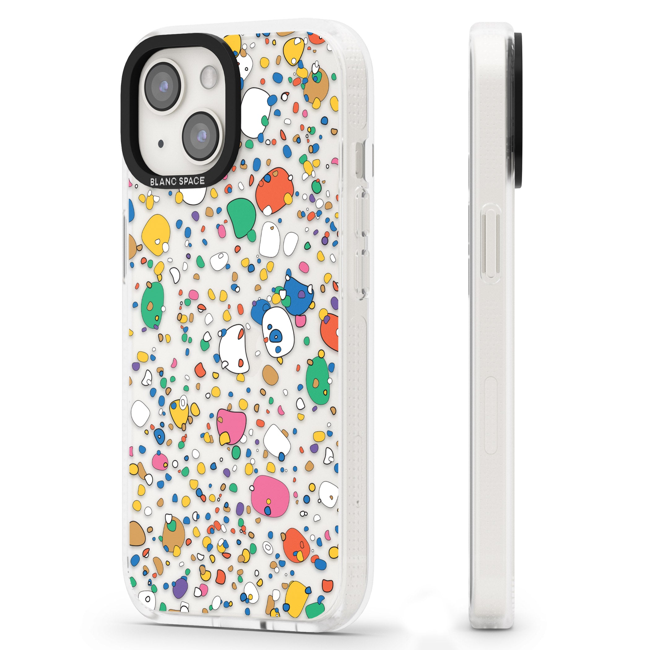 Colourful Confetti Pebbles iPhone 15 / 14 / 13 Clear Case Impact Air - Blanc Space