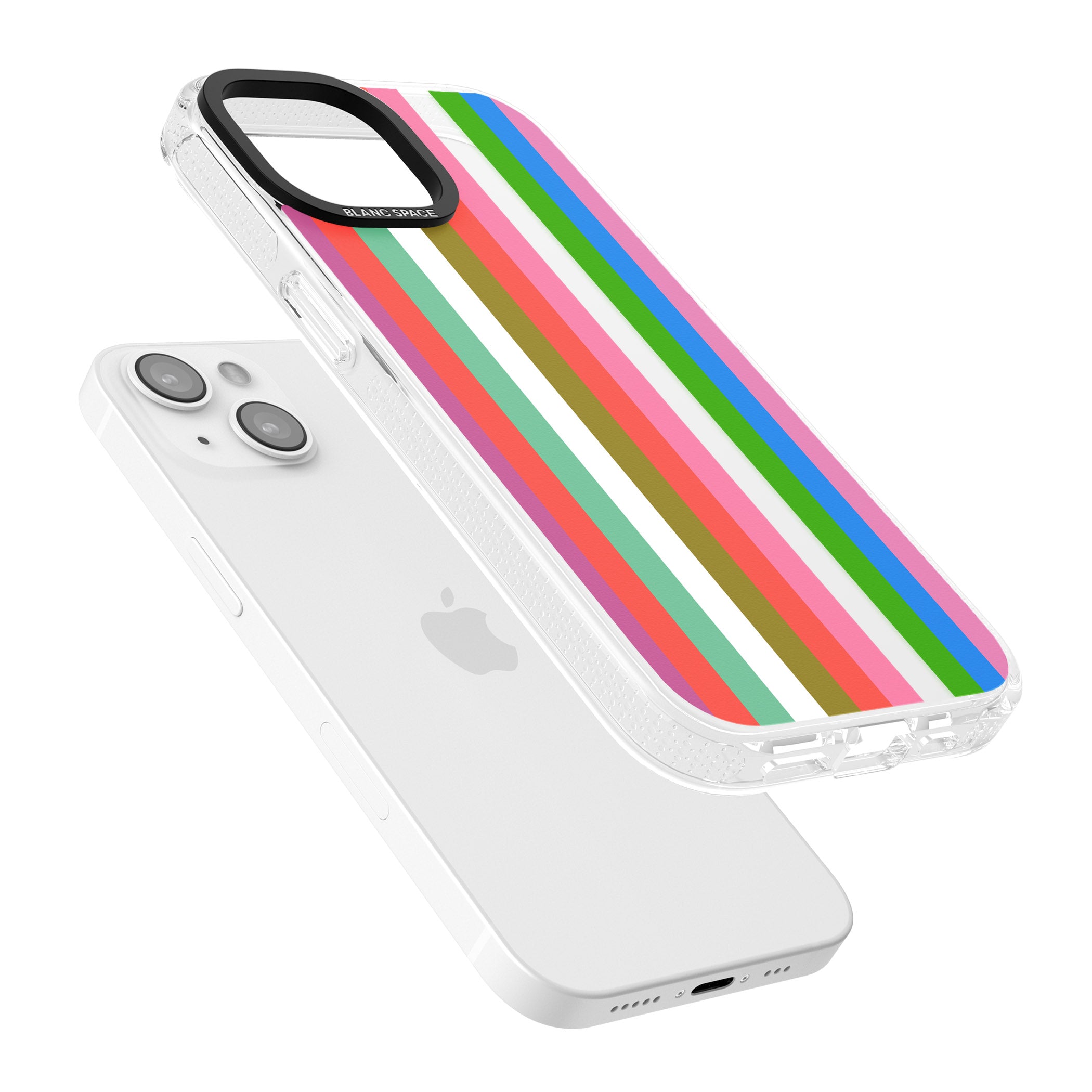Vibrant Stripes iPhone 15 / 14 / 13 Clear Case Impact Air - Blanc Space