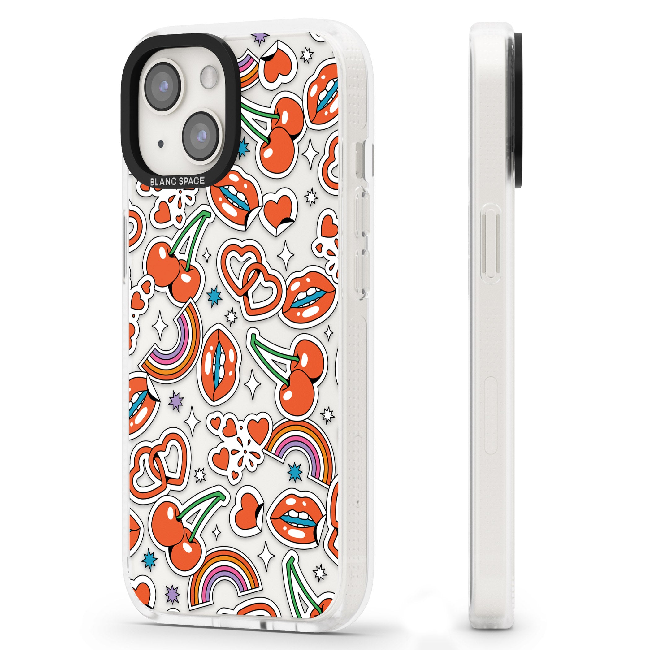 Red Sticker Pop iPhone 15 / 14 / 13 Clear Case Impact Air - Blanc Space