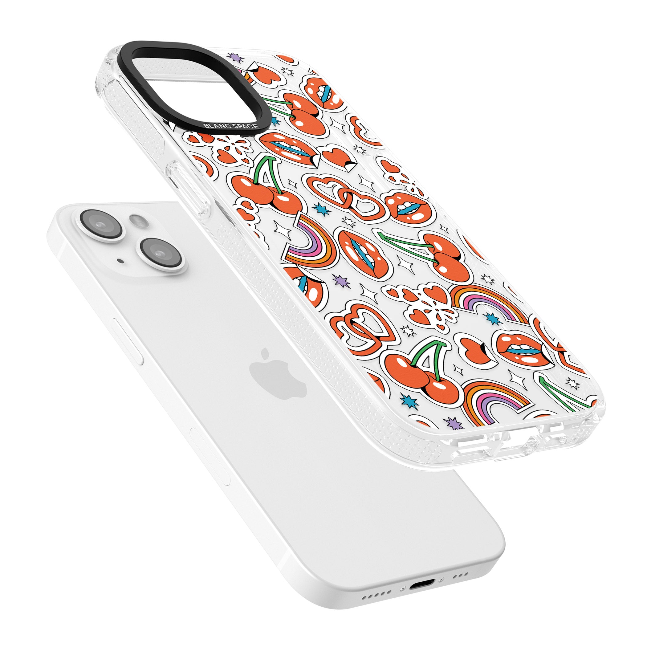Red Sticker Pop iPhone 15 / 14 / 13 Clear Case Impact Air - Blanc Space
