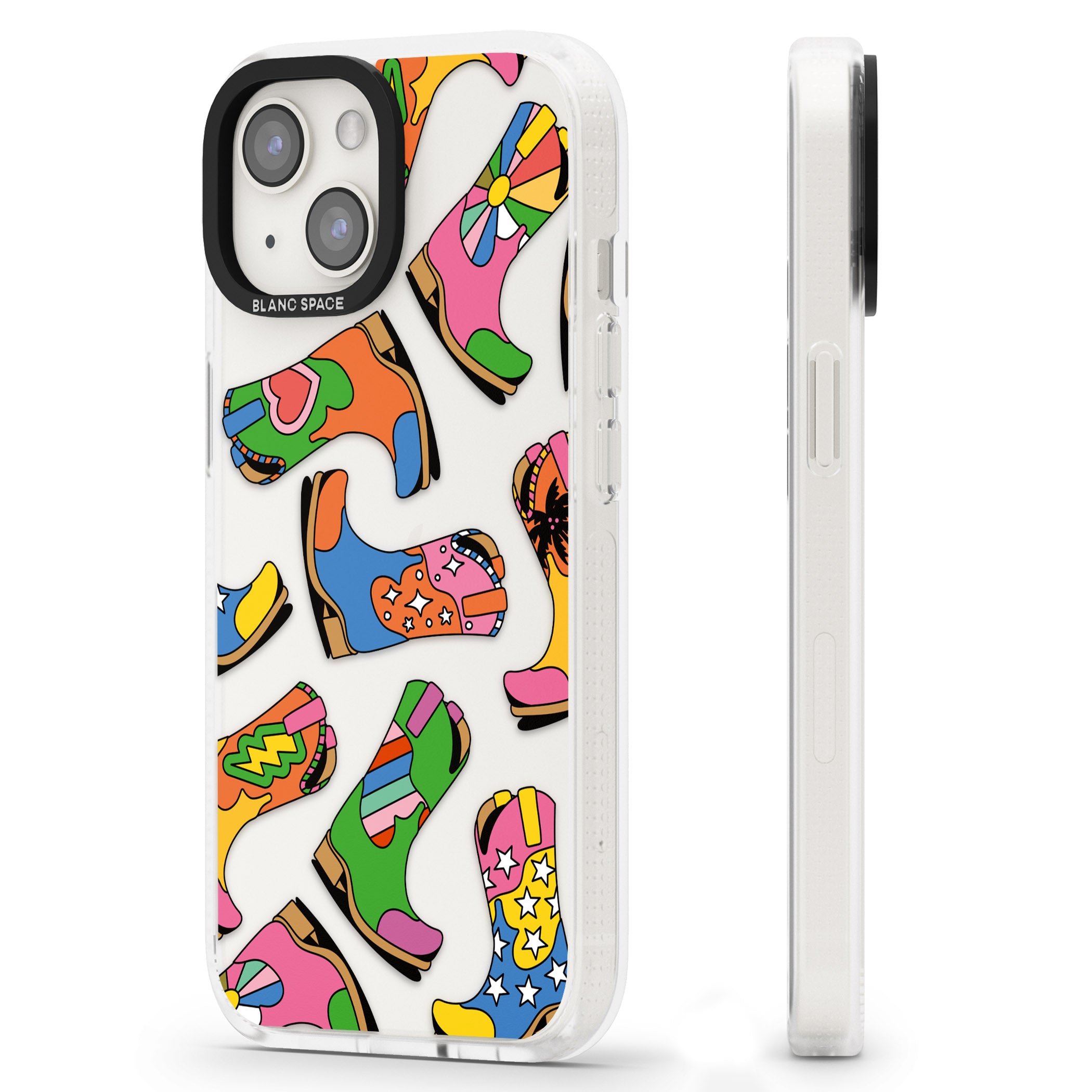Starburst Boots iPhone 15 / 14 / 13 Clear Case Impact Air - Blanc Space