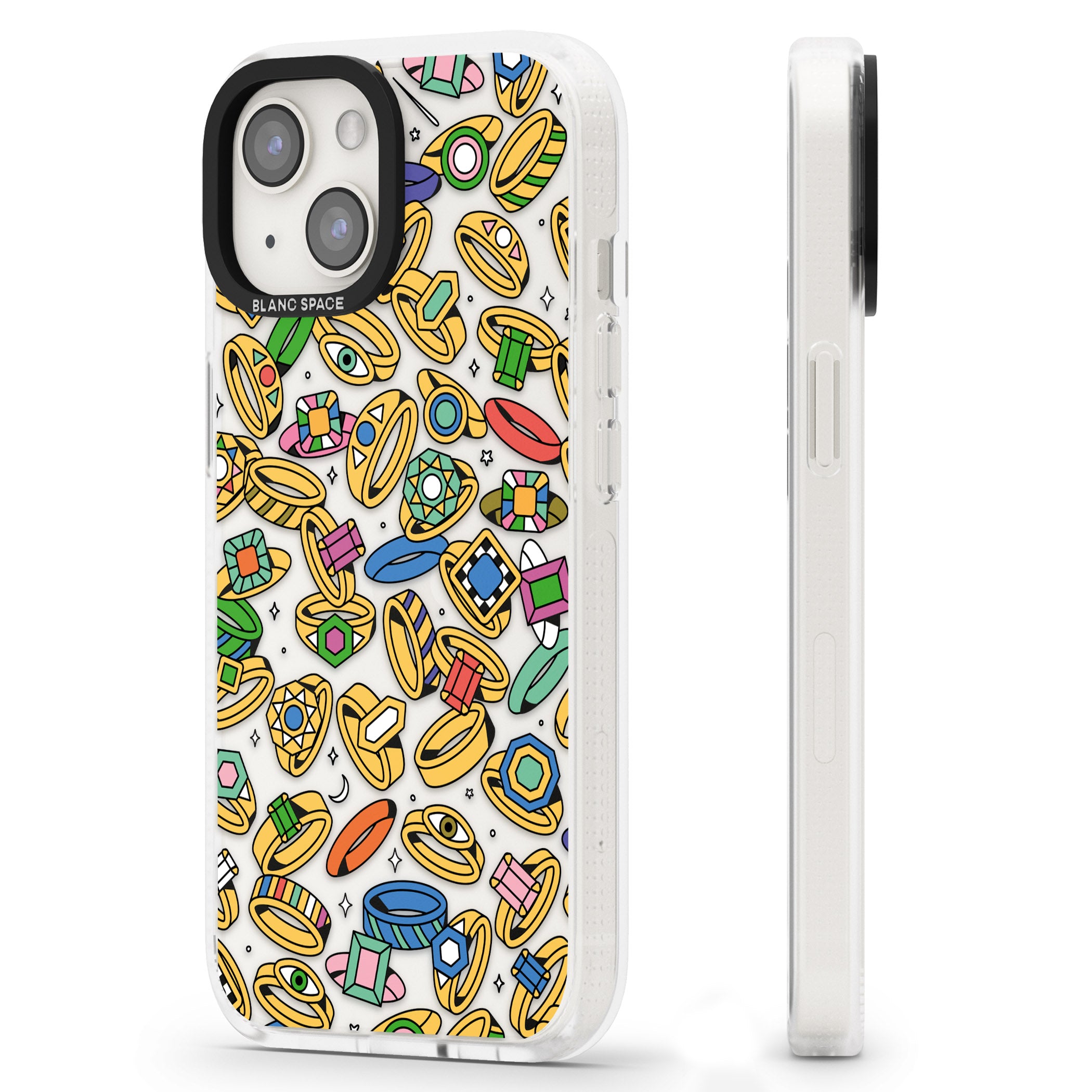 Gemstone Glitz iPhone 15 / 14 / 13 Clear Case Impact Air - Blanc Space