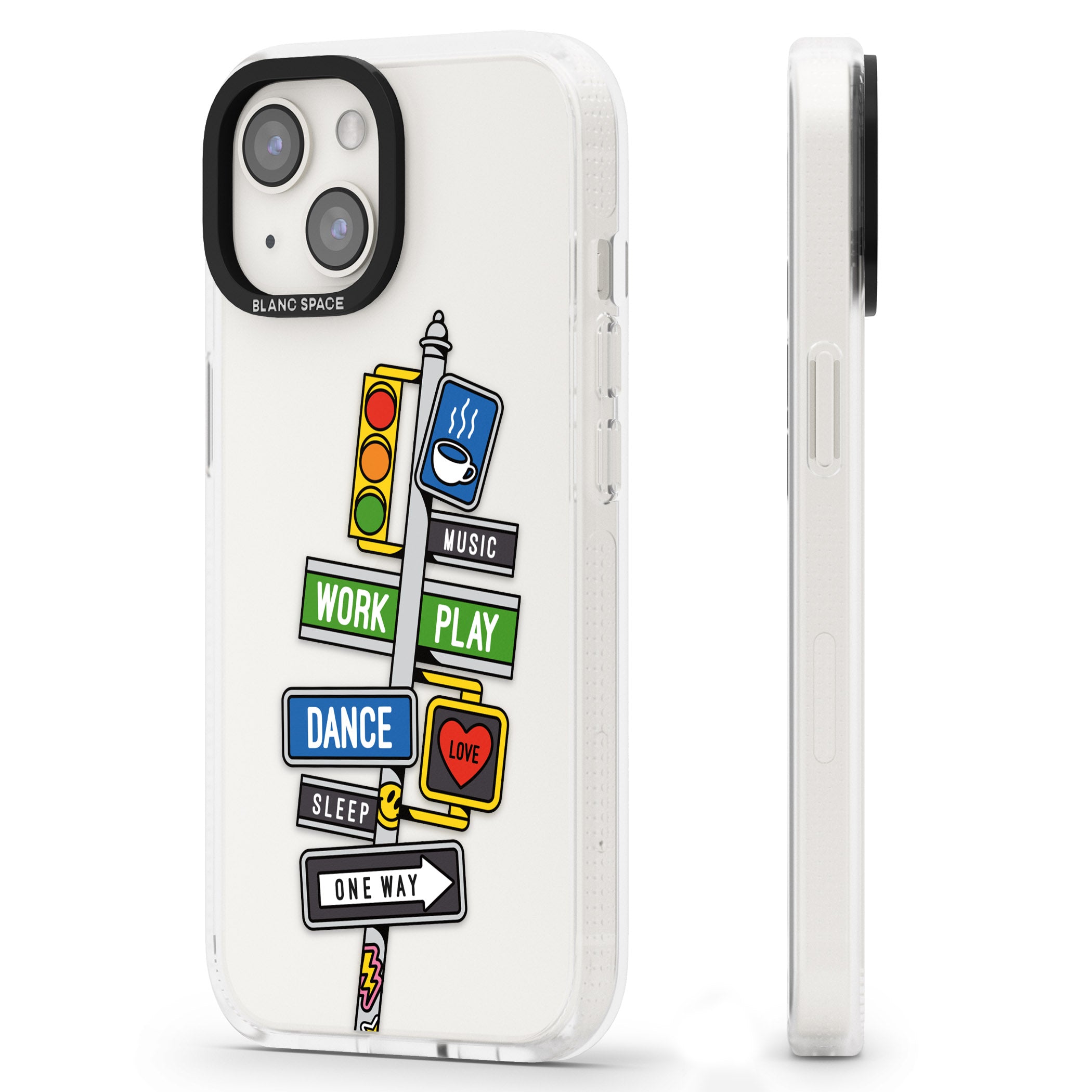 Mood Street Signs iPhone 15 / 14 / 13 Clear Case Impact Air - Blanc Space