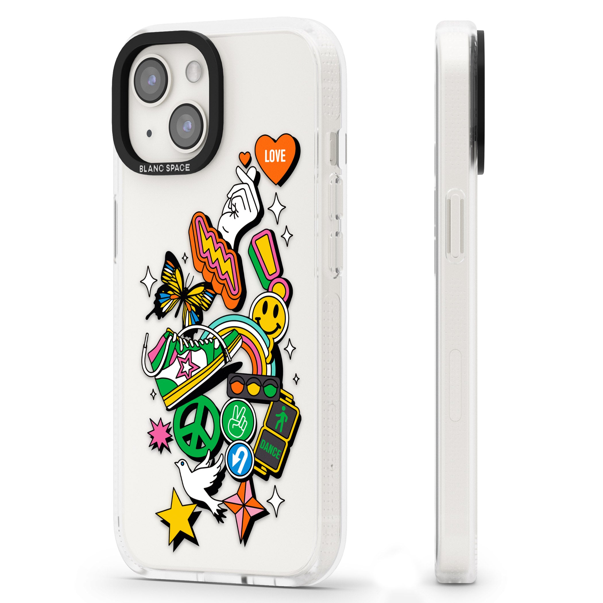 Nostalgic Sticker Collage iPhone 15 / 14 / 13 Clear Case Impact Air - Blanc Space