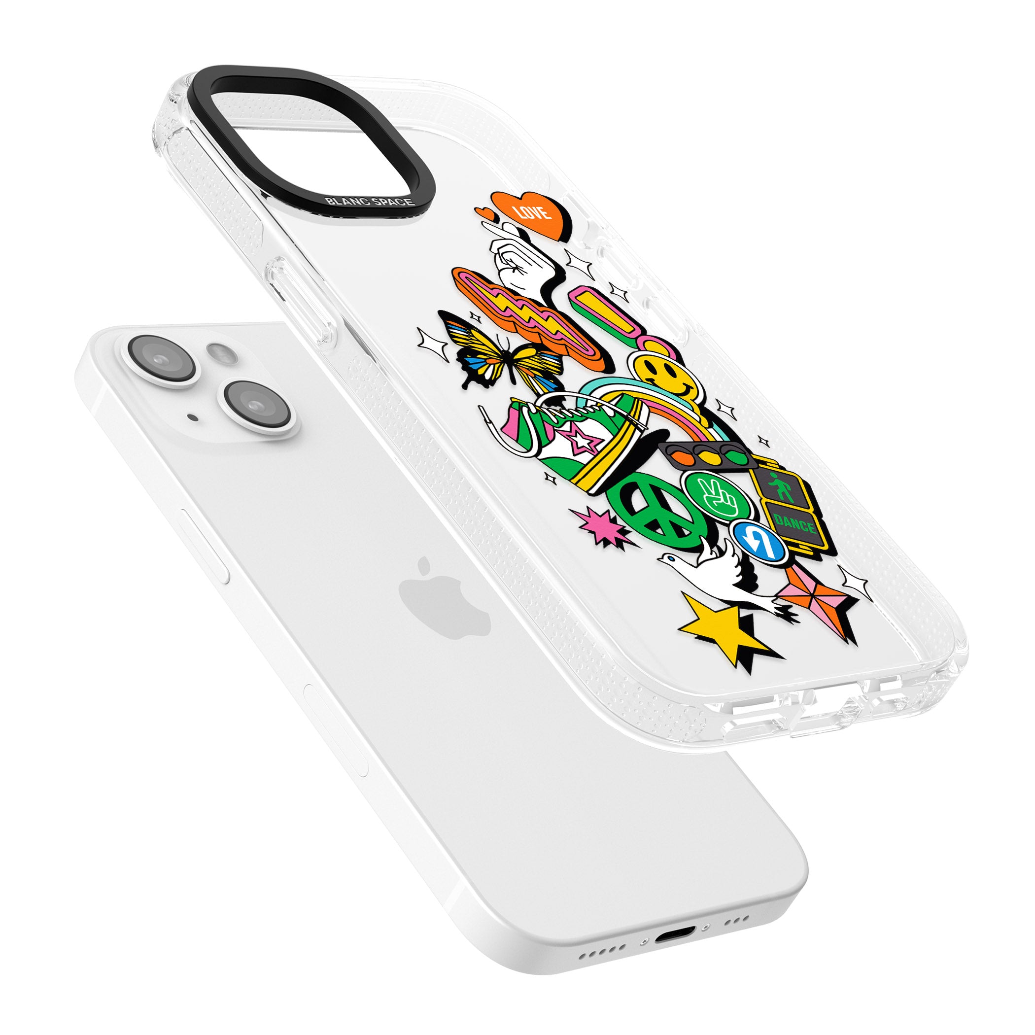 Nostalgic Sticker Collage iPhone 15 / 14 / 13 Clear Case Impact Air - Blanc Space