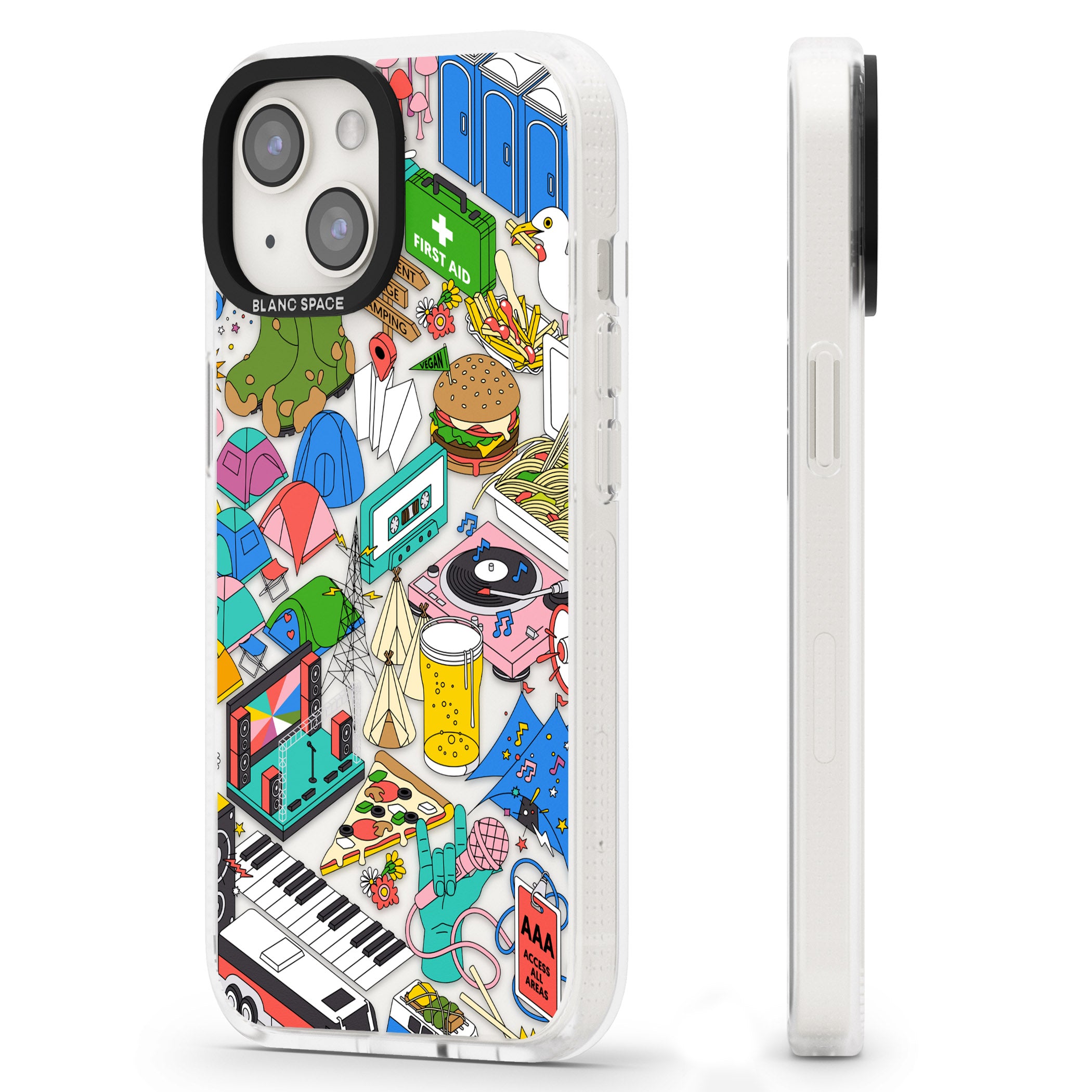 Festival Frenzy iPhone 15 / 14 / 13 Clear Case Impact Air - Blanc Space