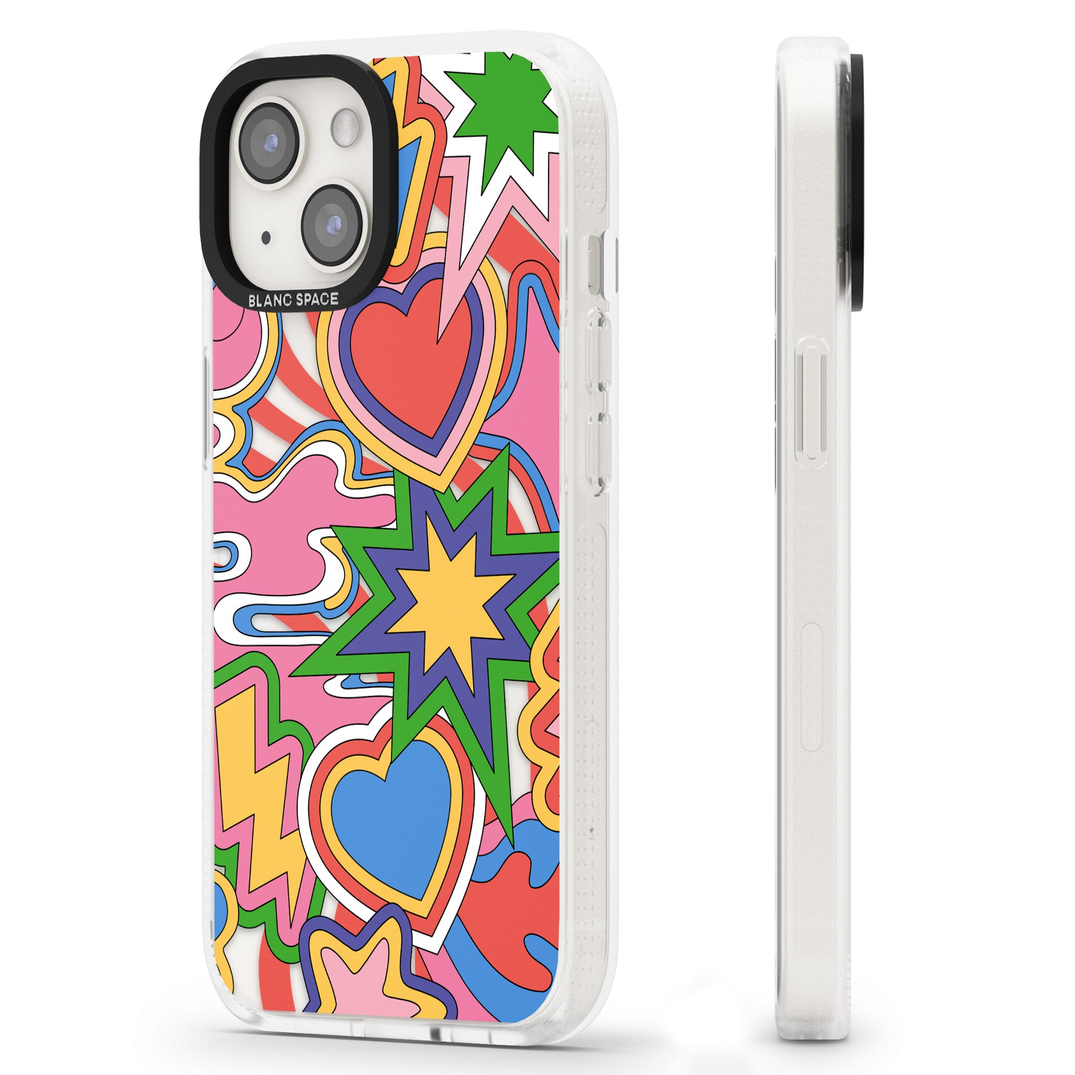Psychedelic Pop Art Explosion iPhone 15 / 14 / 13 Clear Case Impact Air - Blanc Space