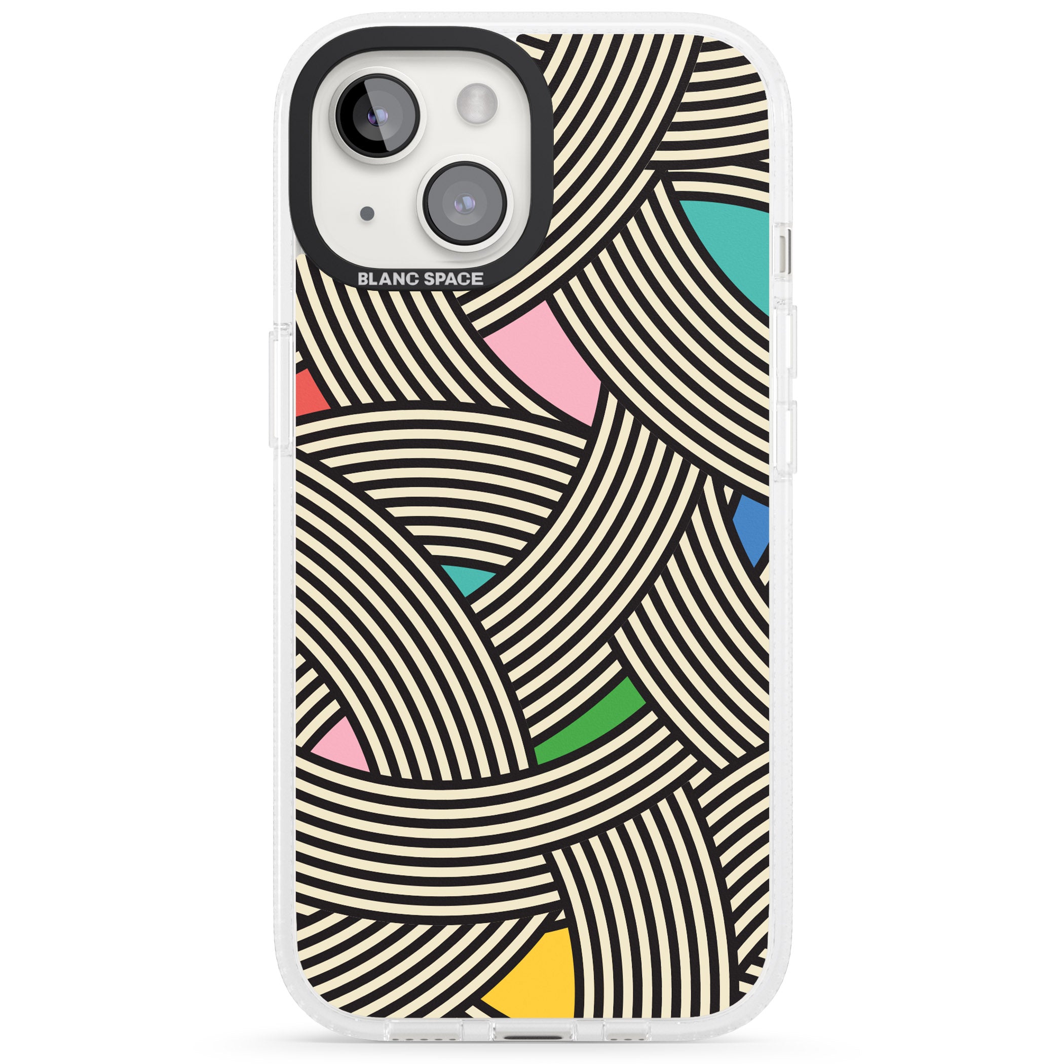 Multicolour Optic Waves iPhone 15 / 14 / 13 Clear Case Impact Air - Blanc Space
