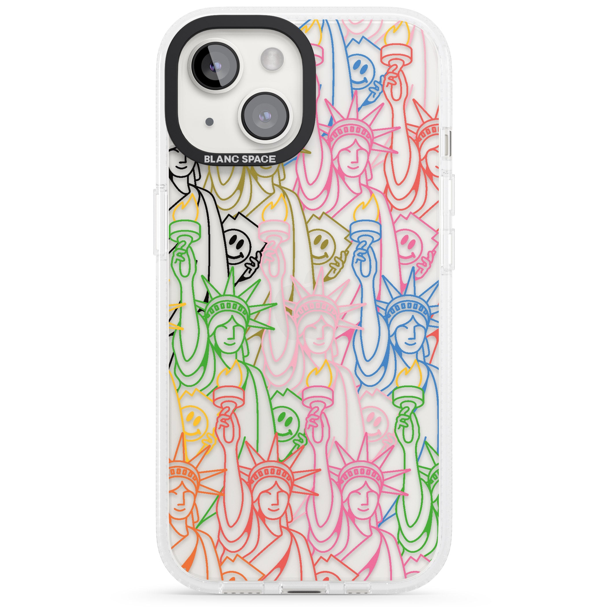 Multicolour Liberty Line Pattern iPhone 15 / 14 / 13 Clear Case Impact Air - Blanc Space