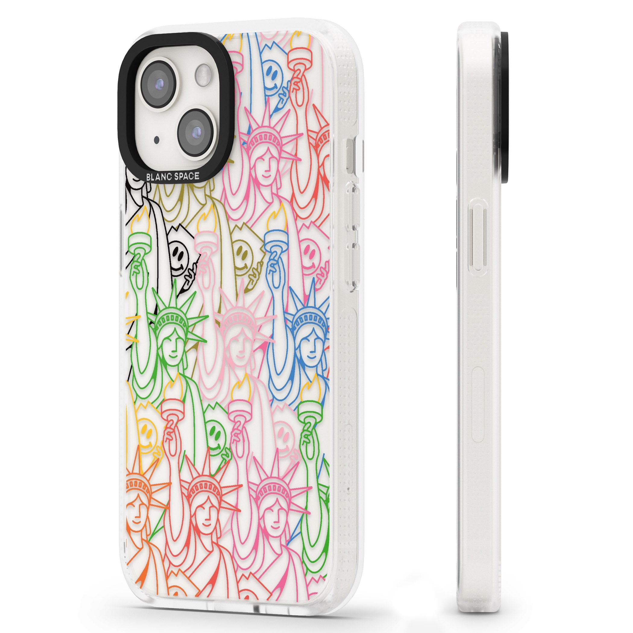 Multicolour Liberty Line Pattern iPhone 15 / 14 / 13 Clear Case Impact Air - Blanc Space