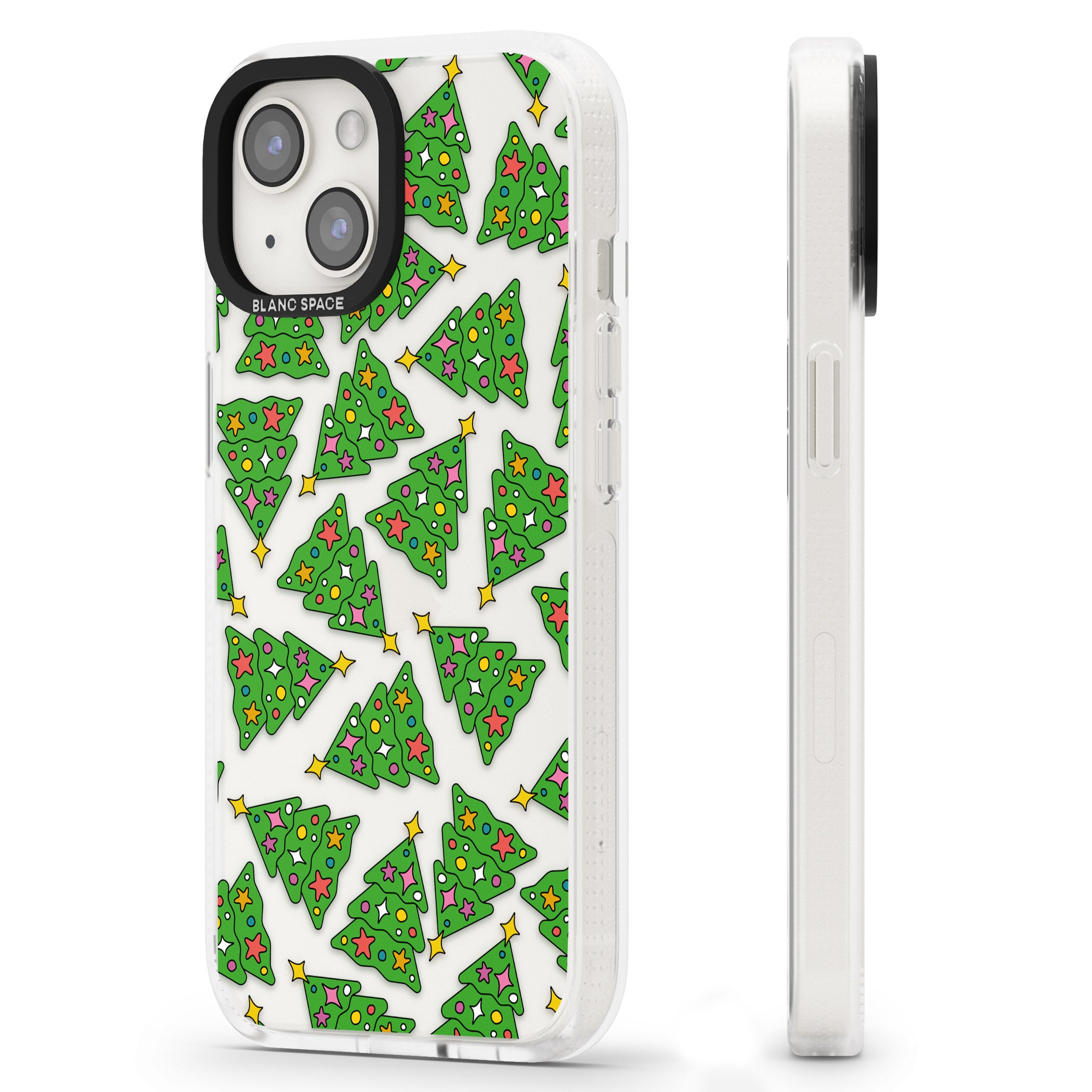 Christmas Tree Pattern iPhone 15 / 14 / 13 Clear Case Impact Air - Blanc Space
