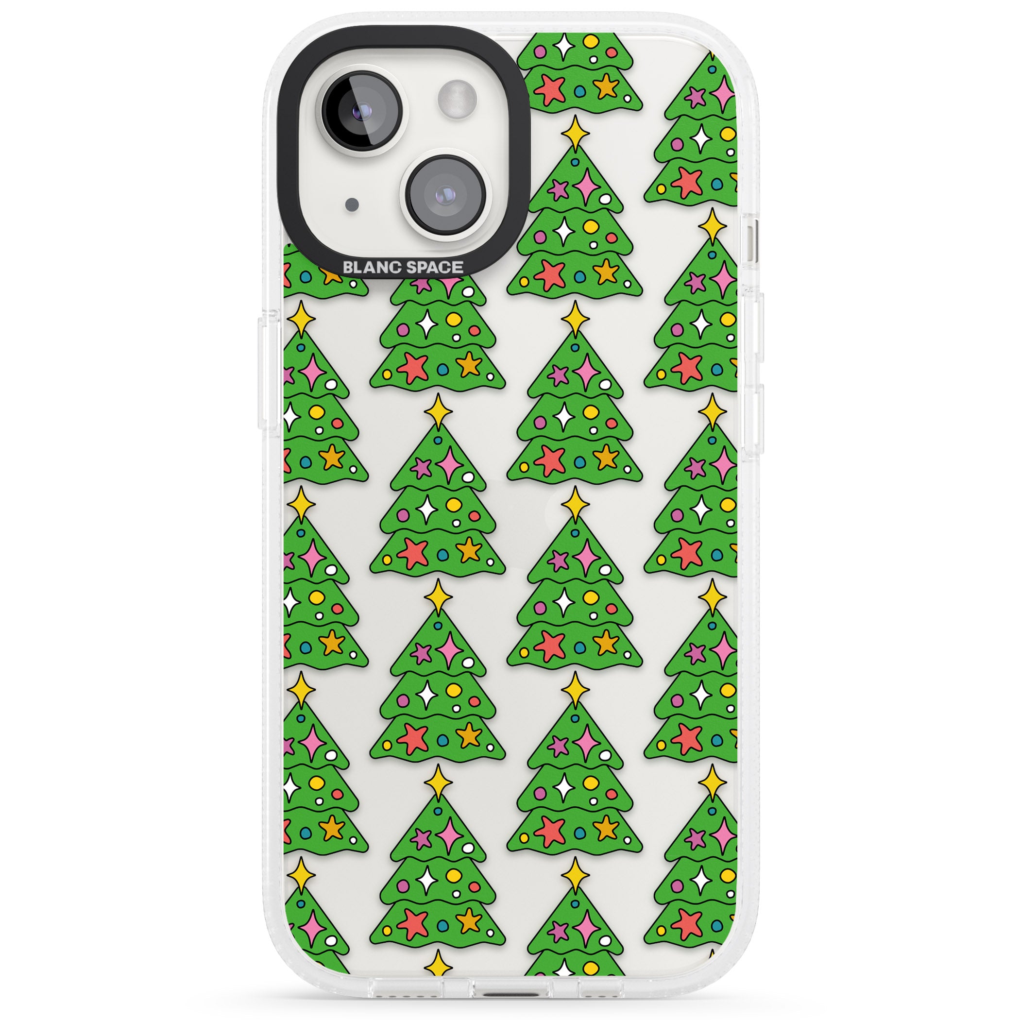 Christmas Tree Pattern (Clear) iPhone 15 / 14 / 13 Clear Case Impact Air - Blanc Space