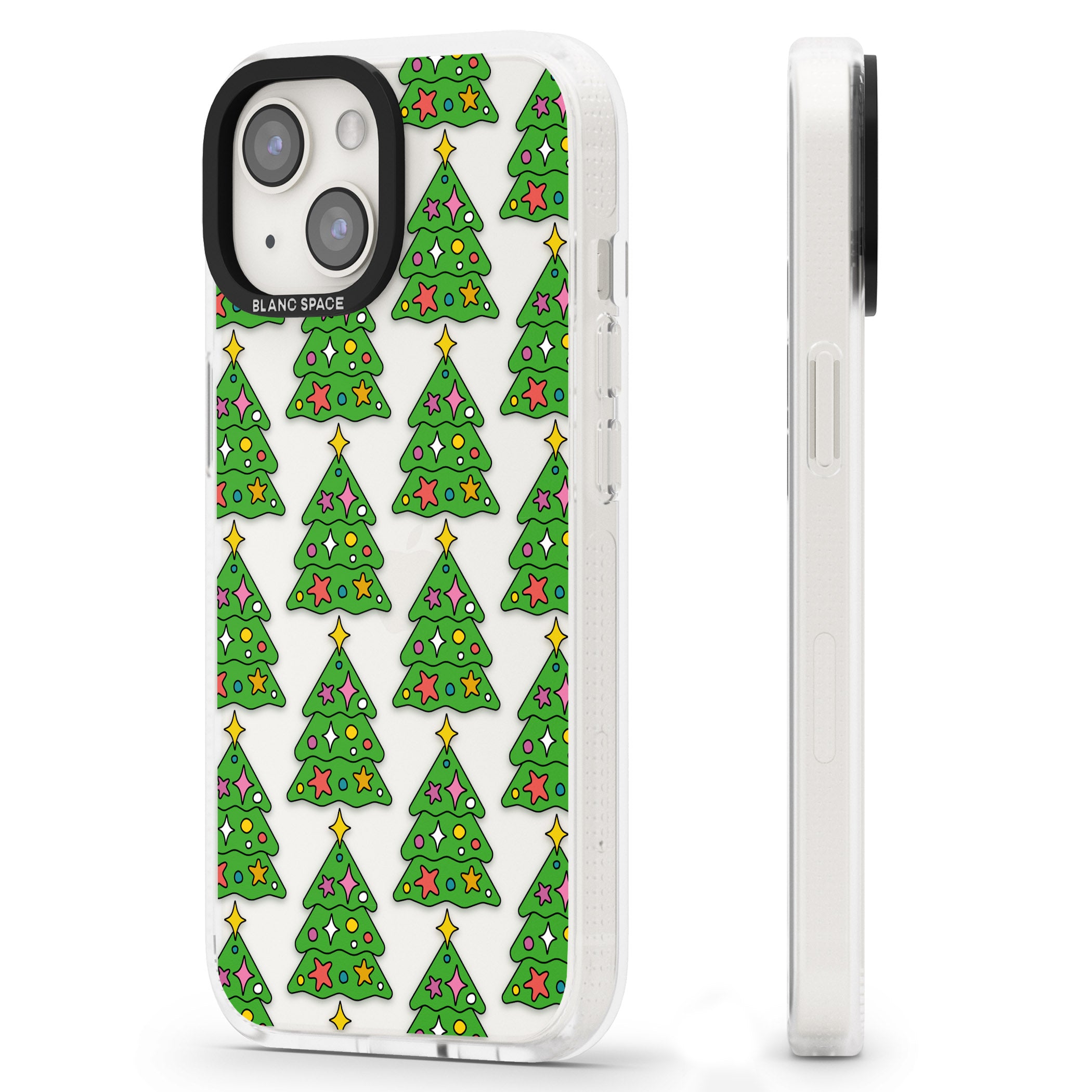 Christmas Tree Pattern (Clear) iPhone 15 / 14 / 13 Clear Case Impact Air - Blanc Space