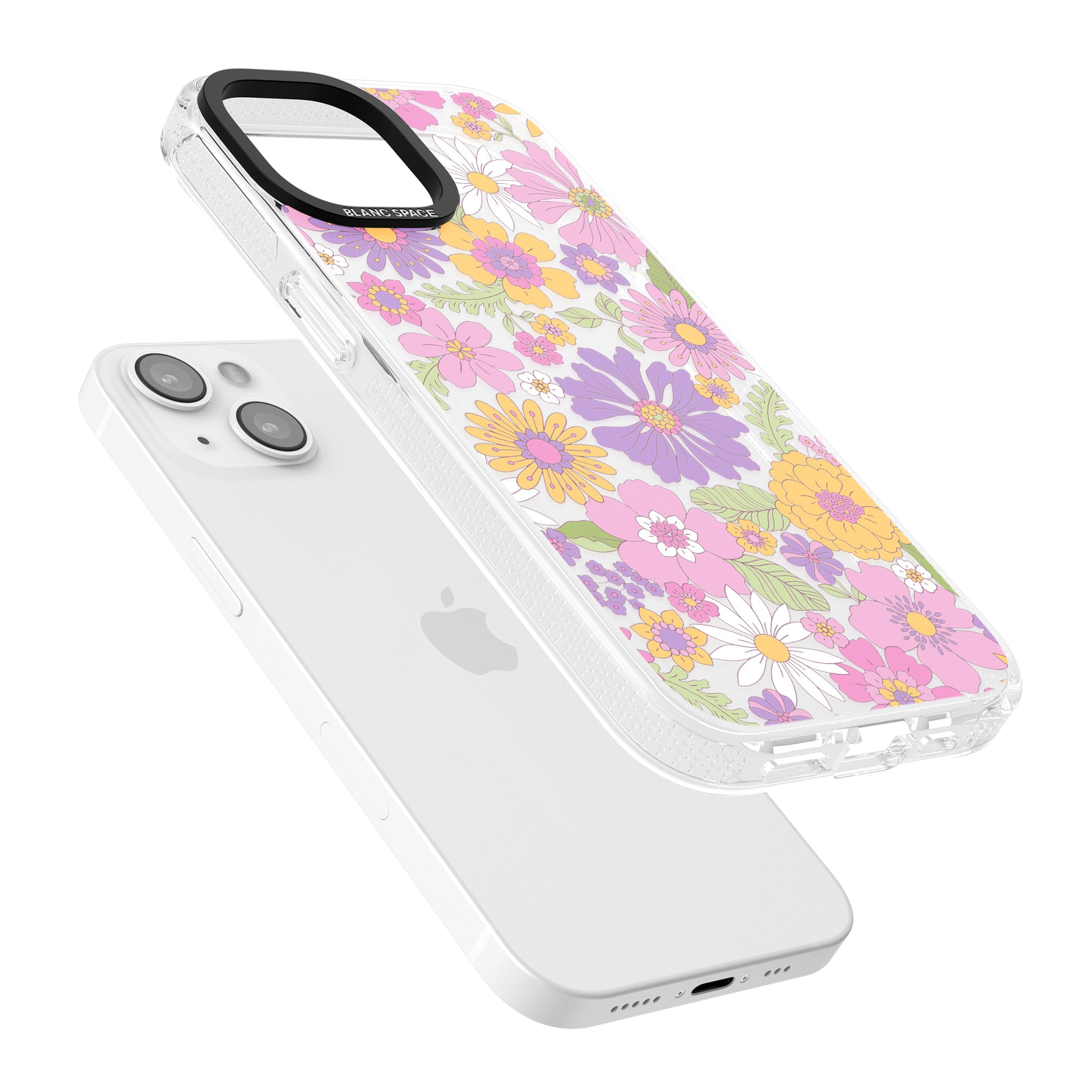 Soft Flower Mix iPhone 15 / 14 / 13 Clear Case Impact Air - Blanc Space