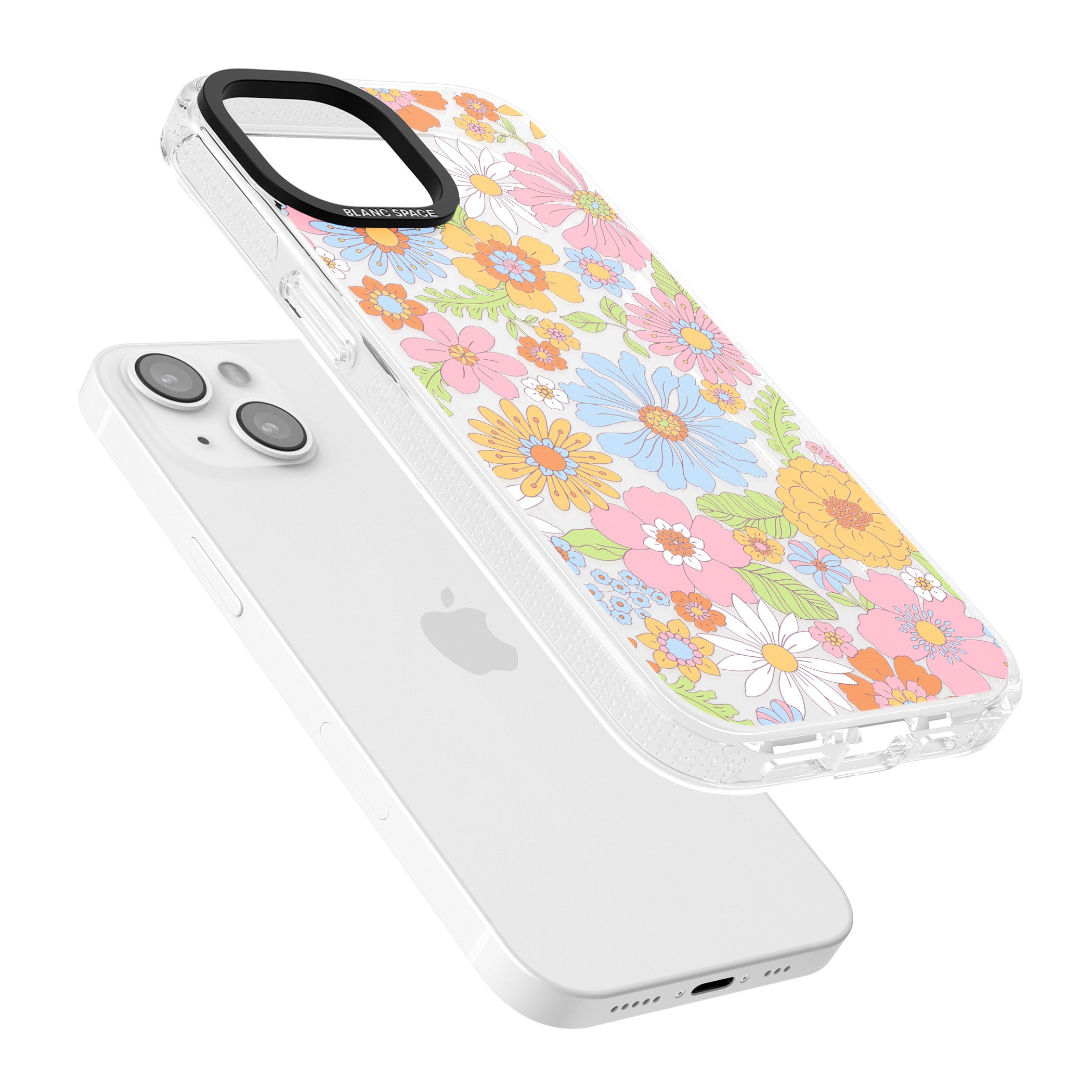 Pastel Flower Pattern iPhone 15 / 14 / 13 Clear Case Impact Air - Blanc Space