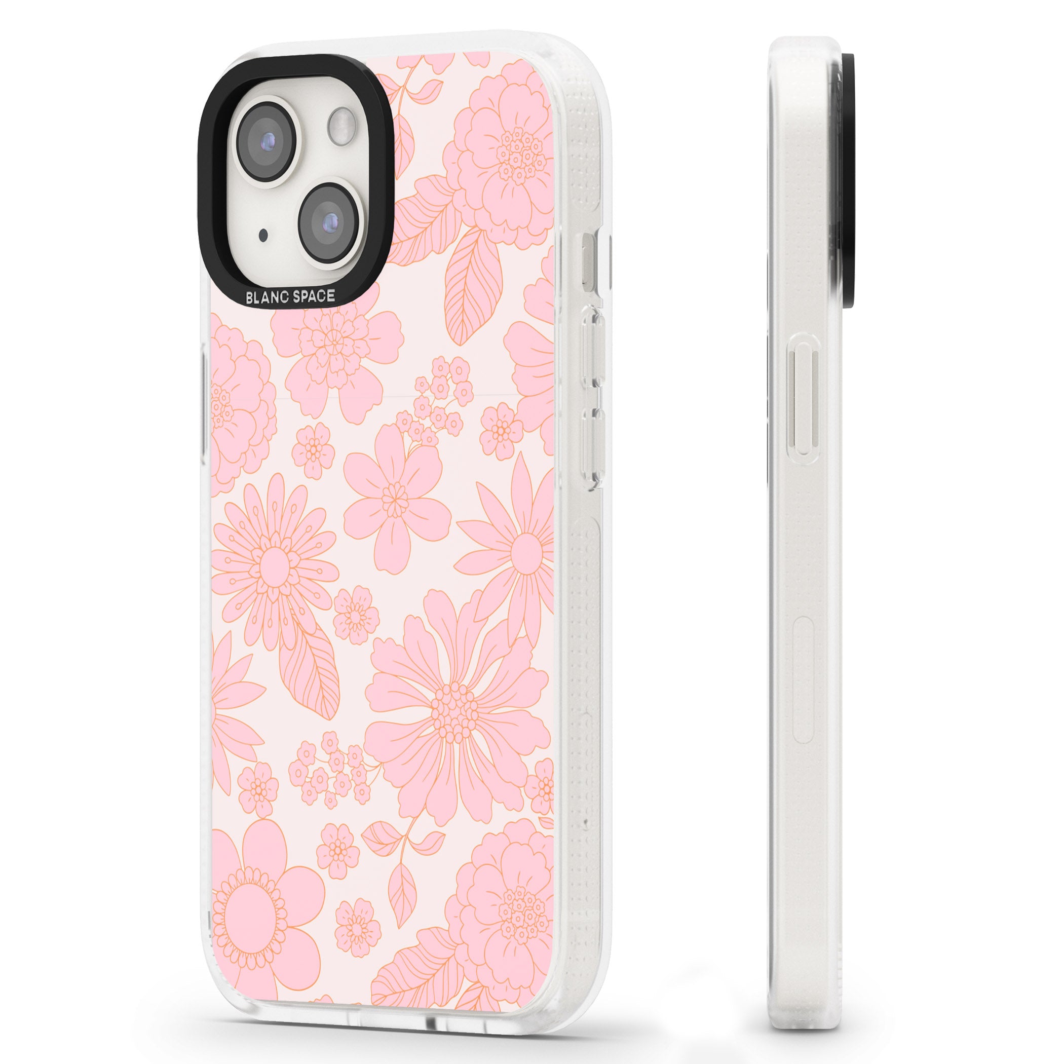 Gentle Pink Flowers iPhone 15 / 14 / 13 Clear Case Impact Air - Blanc Space