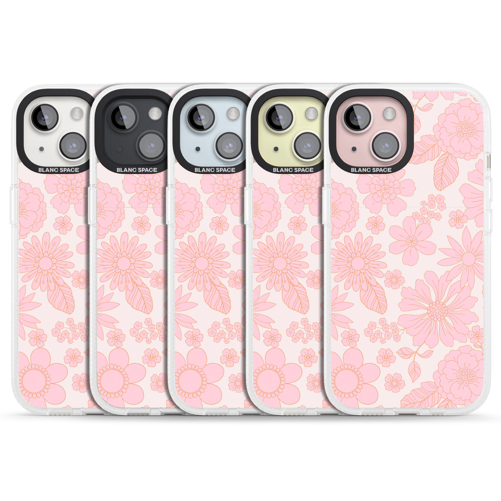 Gentle Pink Flowers iPhone 15 / 14 / 13 Clear Case Impact Air - Blanc Space