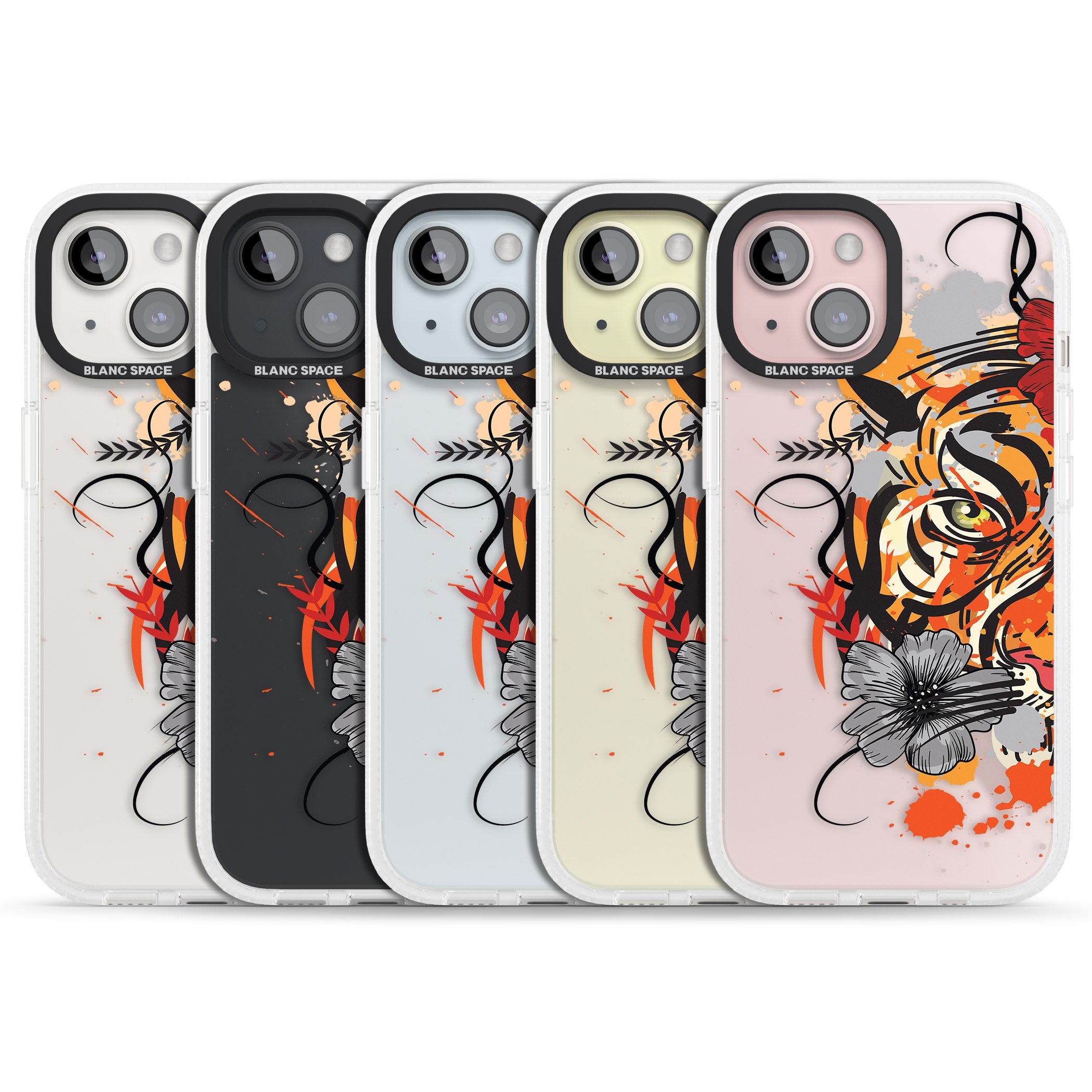 Sugar Skull Tiger iPhone 15 / 14 / 13 Clear Case Impact Air - Blanc Space