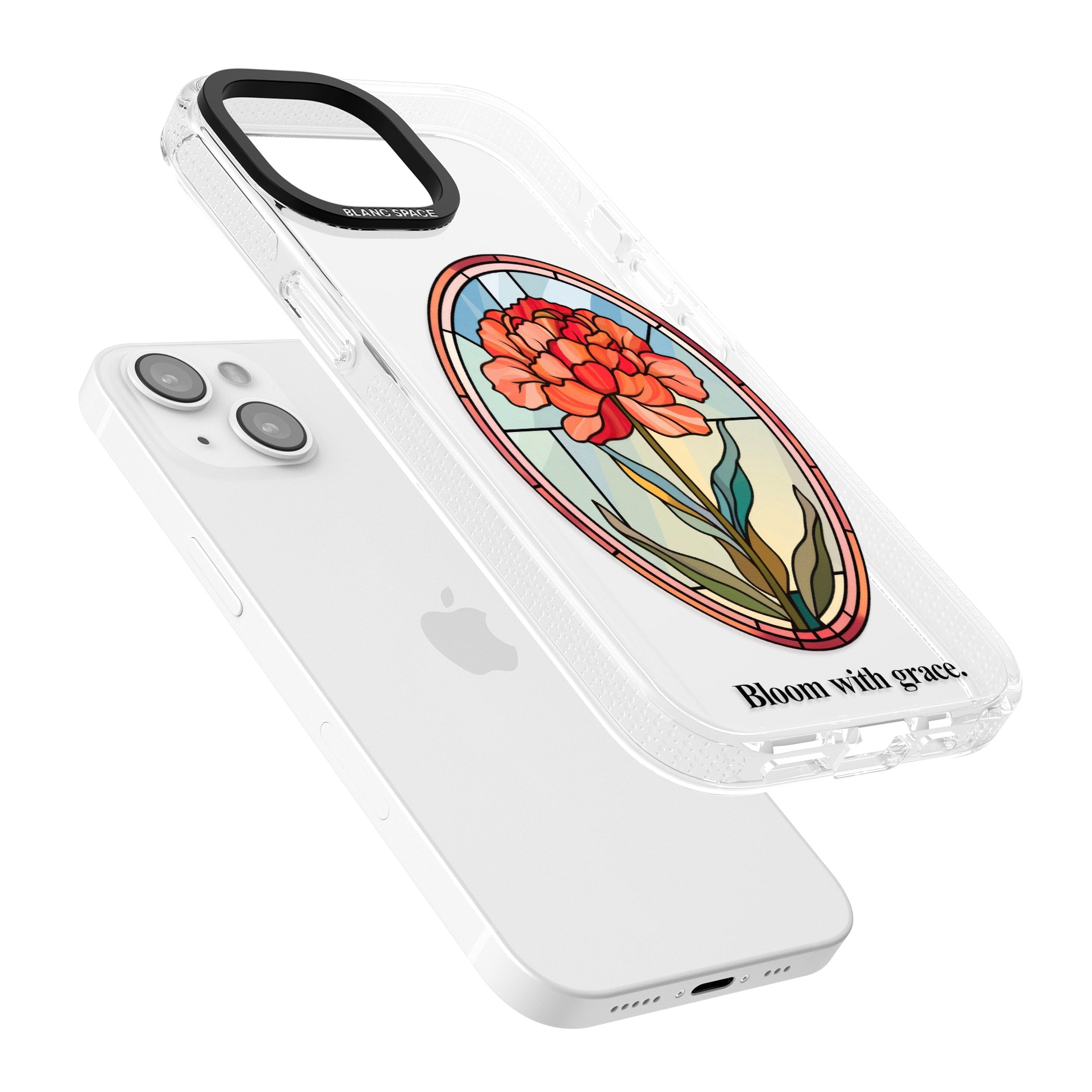 Bloom with grace iPhone 15 / 14 / 13 Clear Case Impact Air - Blanc Space