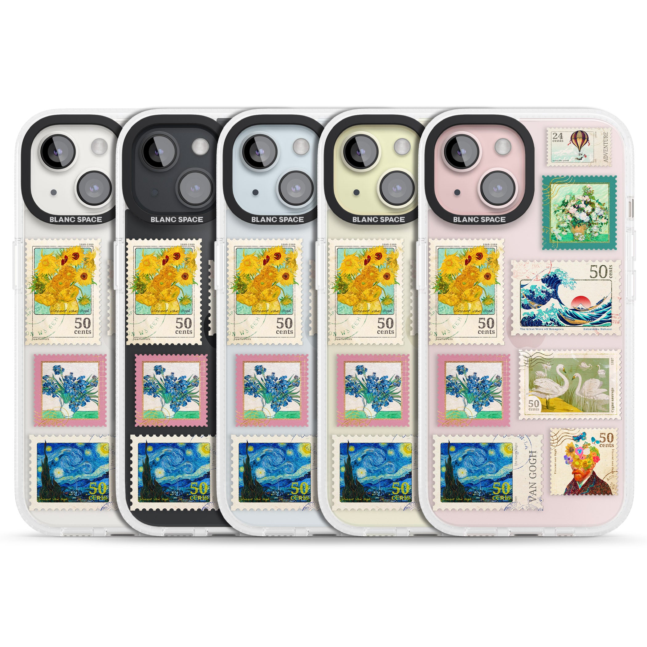 Vintage Art Stamps iPhone 15 / 14 / 13 Clear Case Impact Air - Blanc Space
